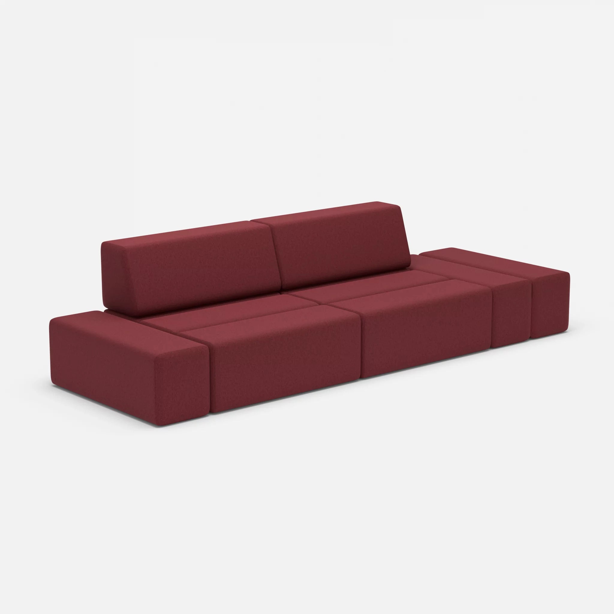 2 Sitzer Sofa Bricks 5 dama0034 in Bordeaux von der Seite