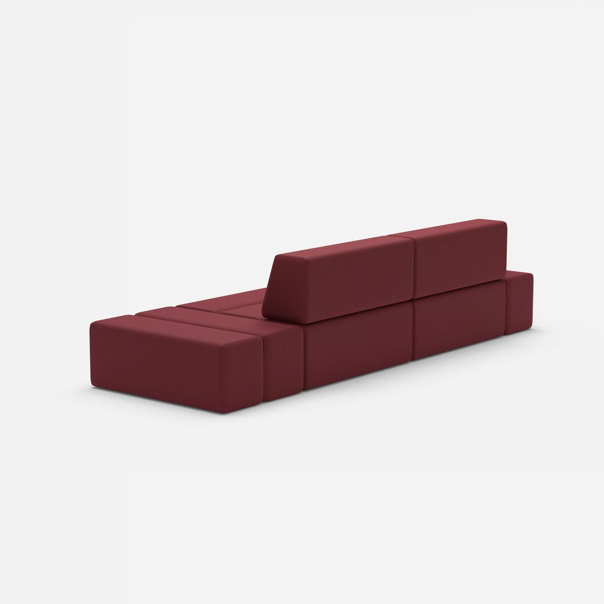 2 Sitzer Sofa Bricks 5 dama0034 in Bordeaux von hinten