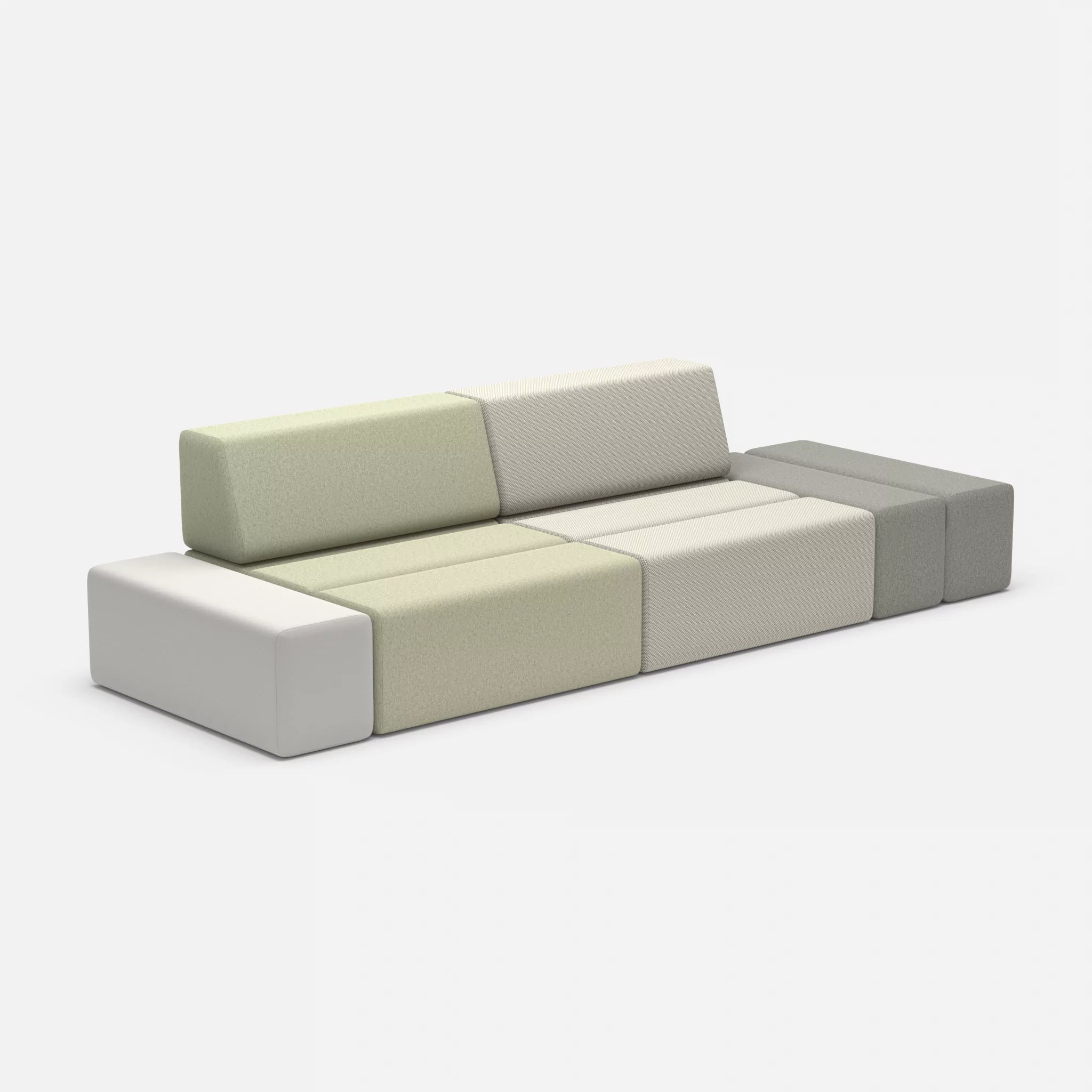 2 Sitzer Sofa Bricks 5 dama0057-novumkies in Hellgrau und Mittelgrau von der Seite