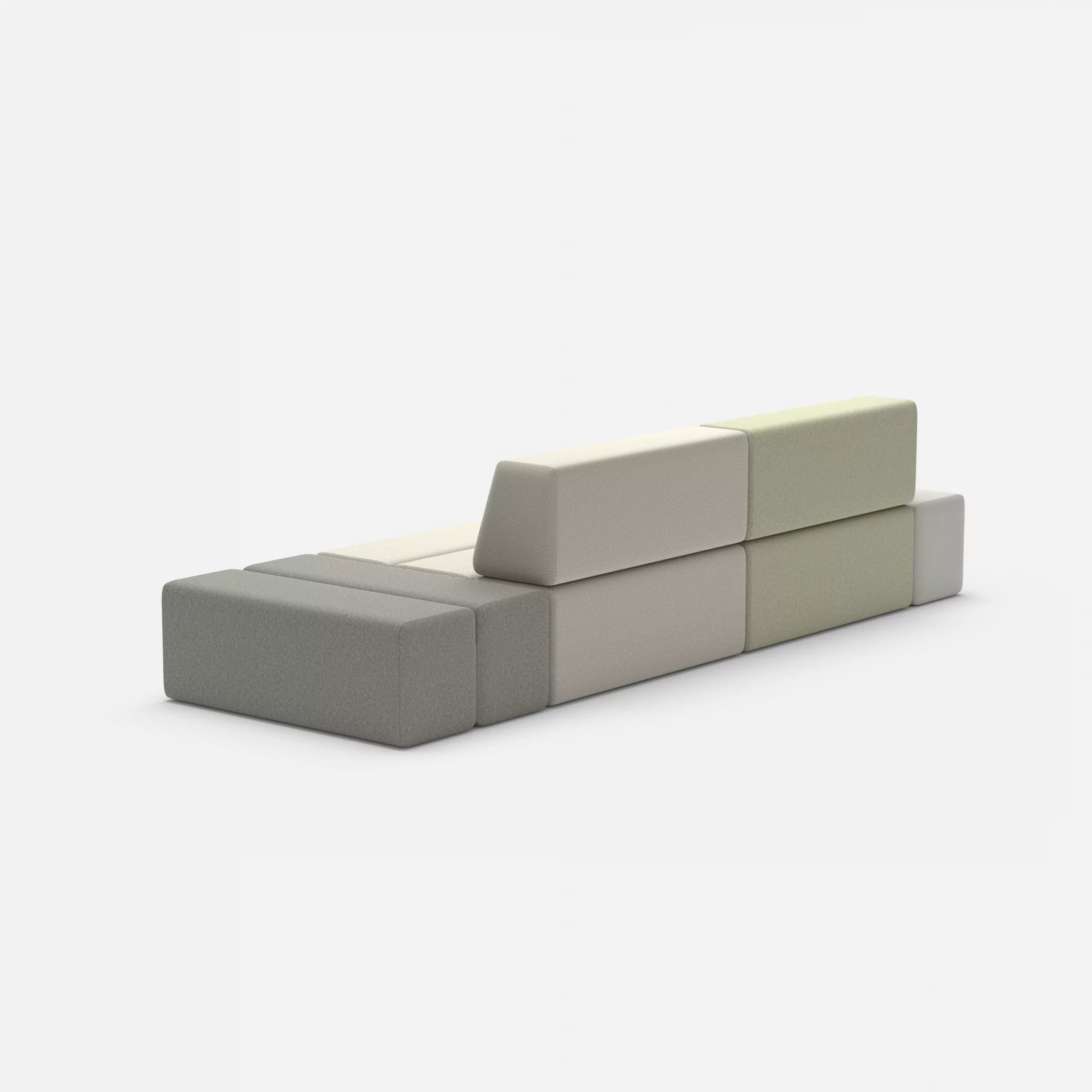 2 Sitzer Sofa Bricks 5 dama0057-novumkies in Hellgrau und Mittelgrau von hinten