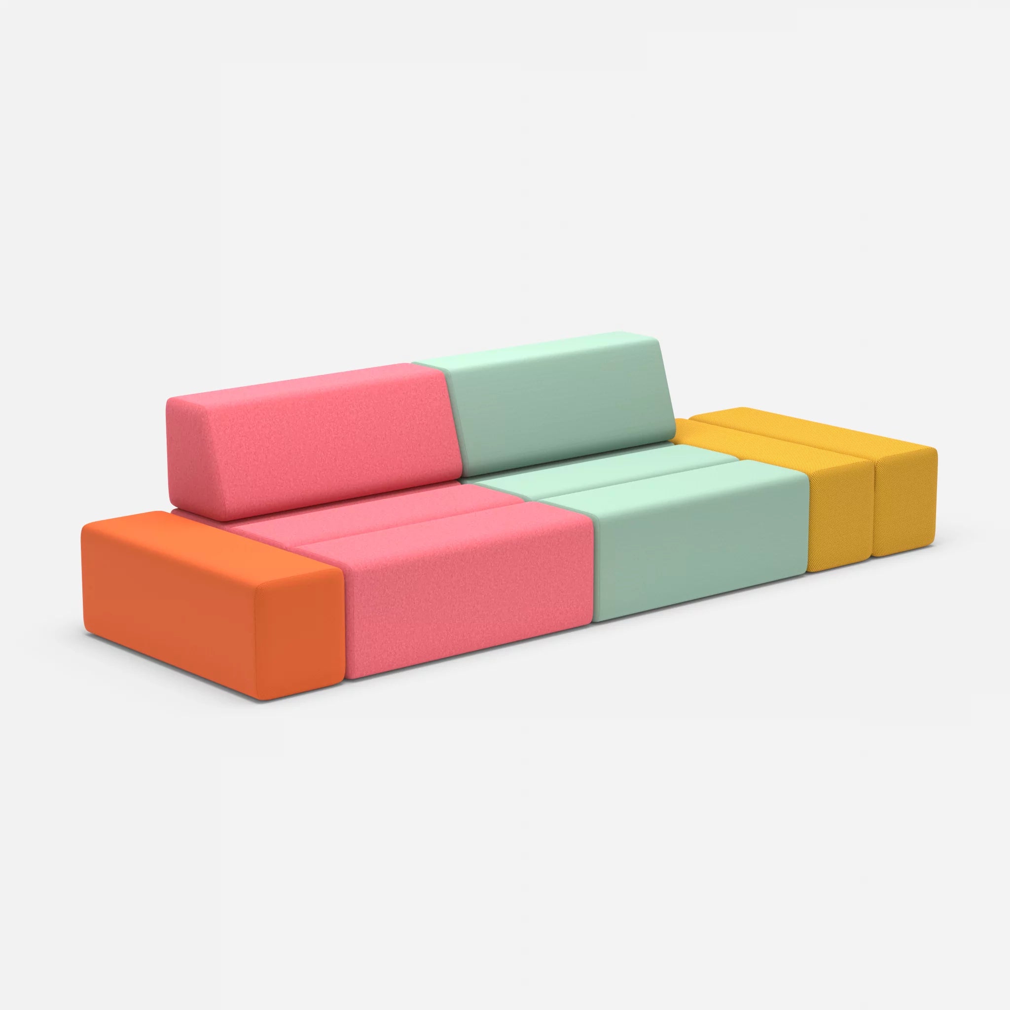 2 Sitzer Sofa Bricks 5 dama0083-radio7045 in Pink und Hellblau von der Seite