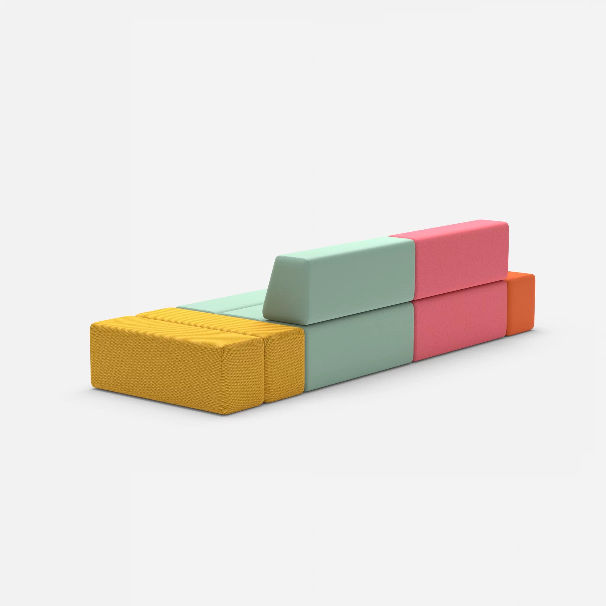 2 Sitzer Sofa Bricks 5 dama0083-radio7045 in Pink und Hellblau von hinten