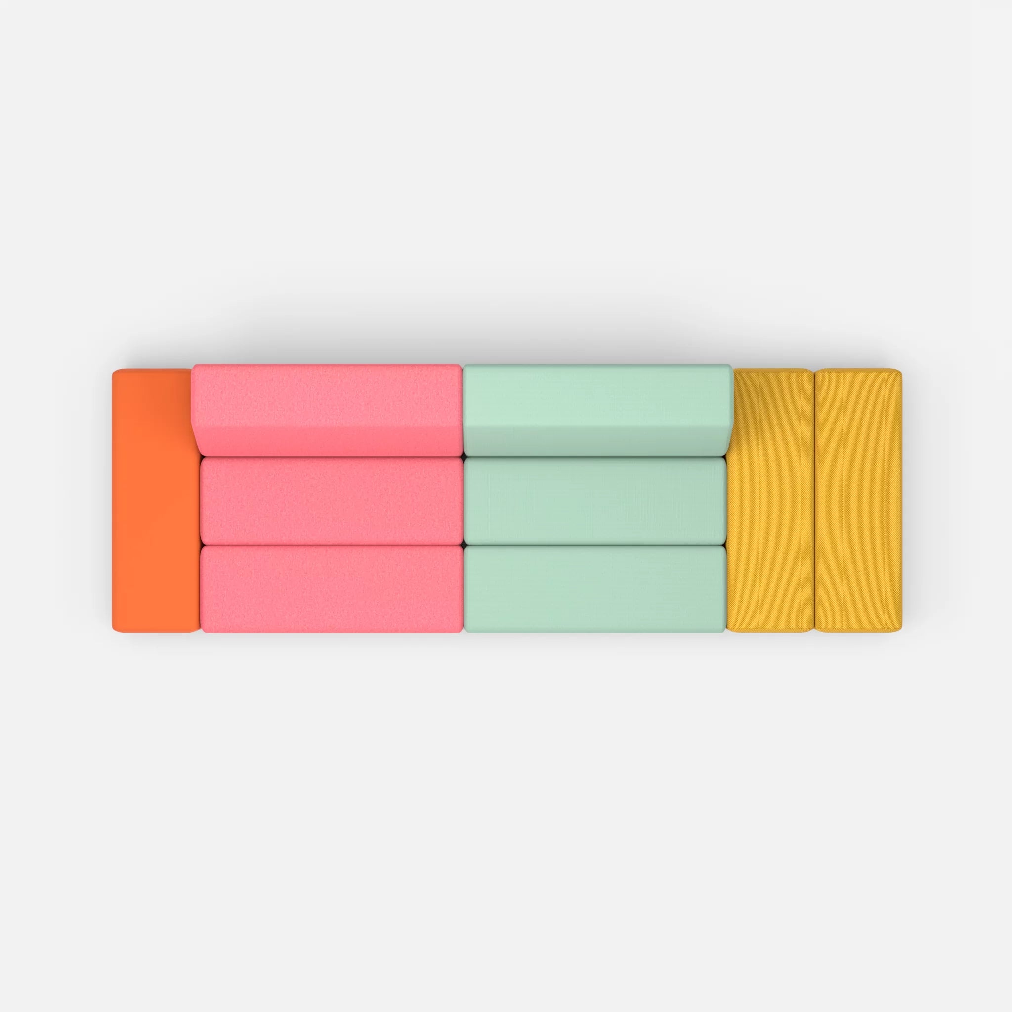 2 Sitzer Sofa Bricks 5 dama0083-radio7045 in Pink und Hellblau von oben