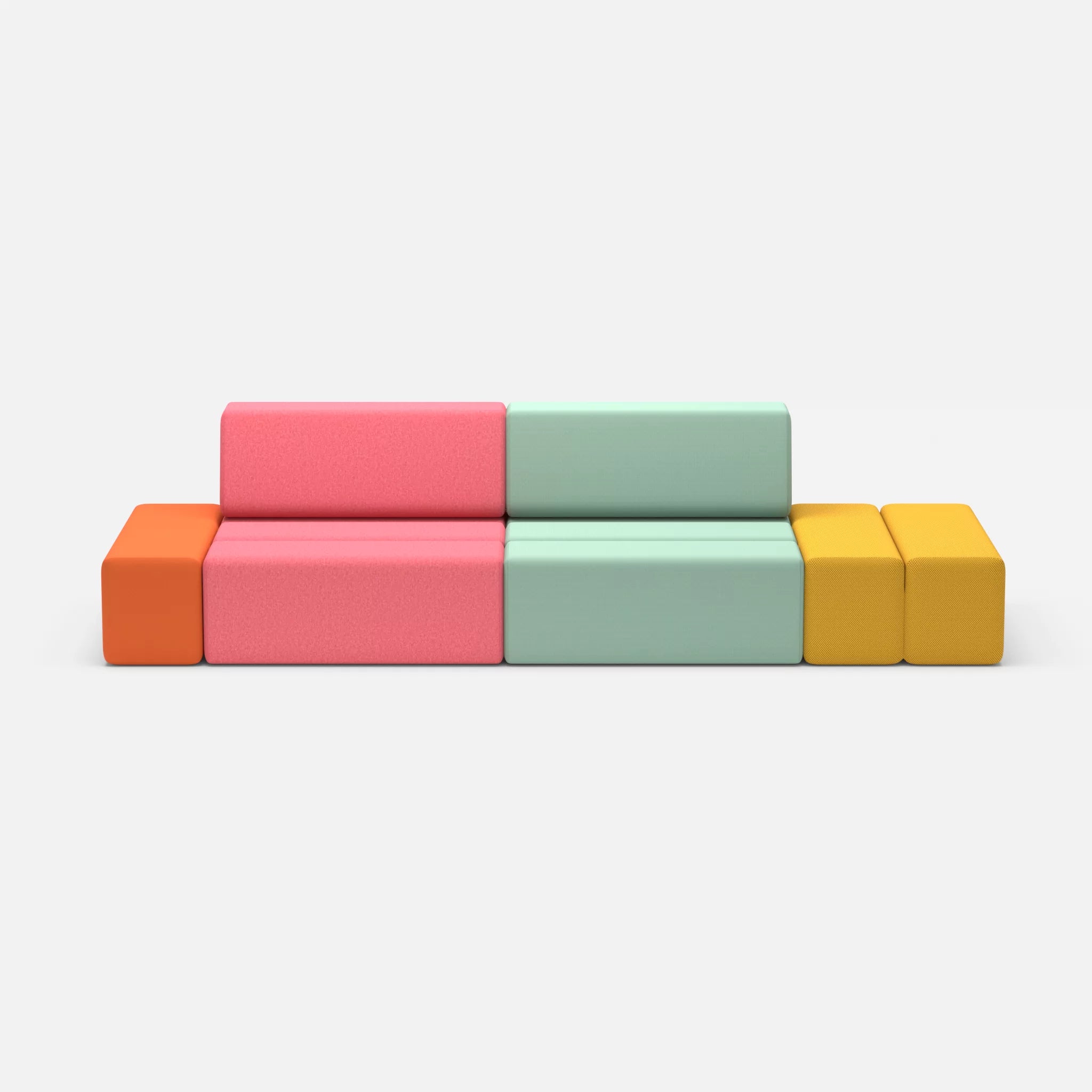2 Sitzer Sofa Bricks 5 dama0083-radio7045 in Pink und Hellblau von vorne