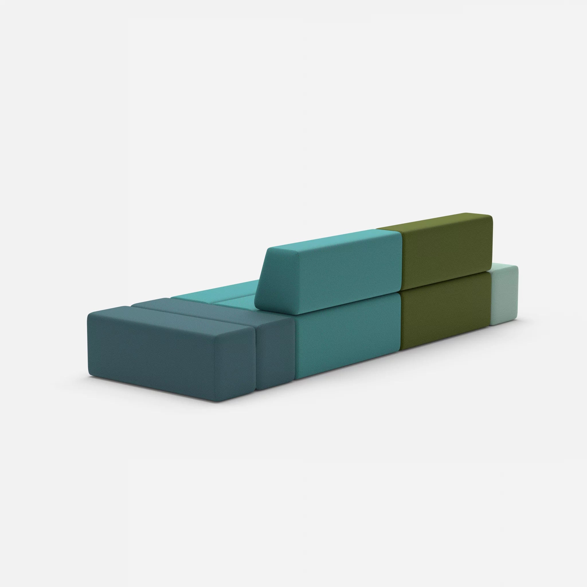 2 Sitzer Sofa Bricks 5 novummoss-novumprisma in Grün und Türkis von hinten