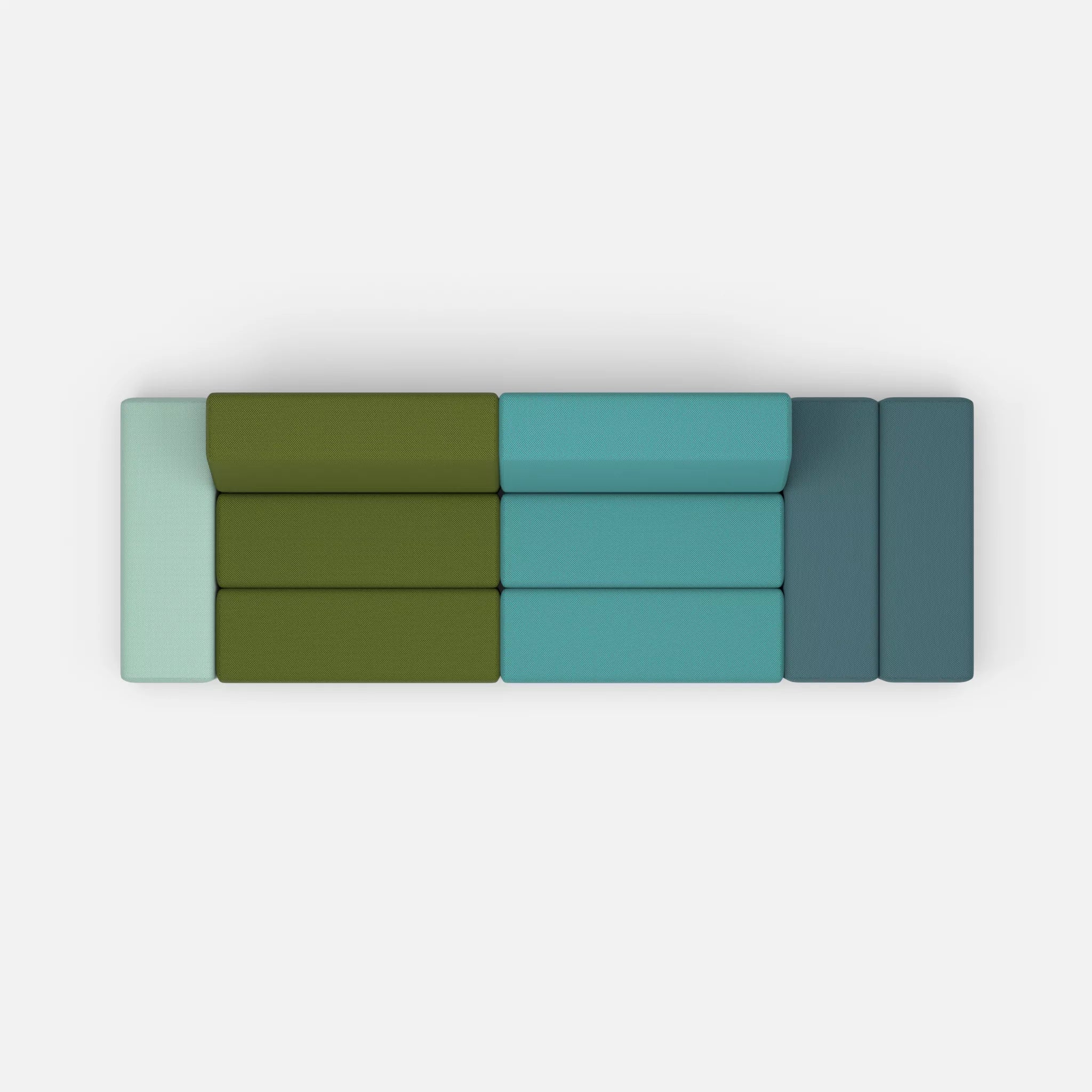 2 Sitzer Sofa Bricks 5 novummoss-novumprisma in Grün und Türkis von oben