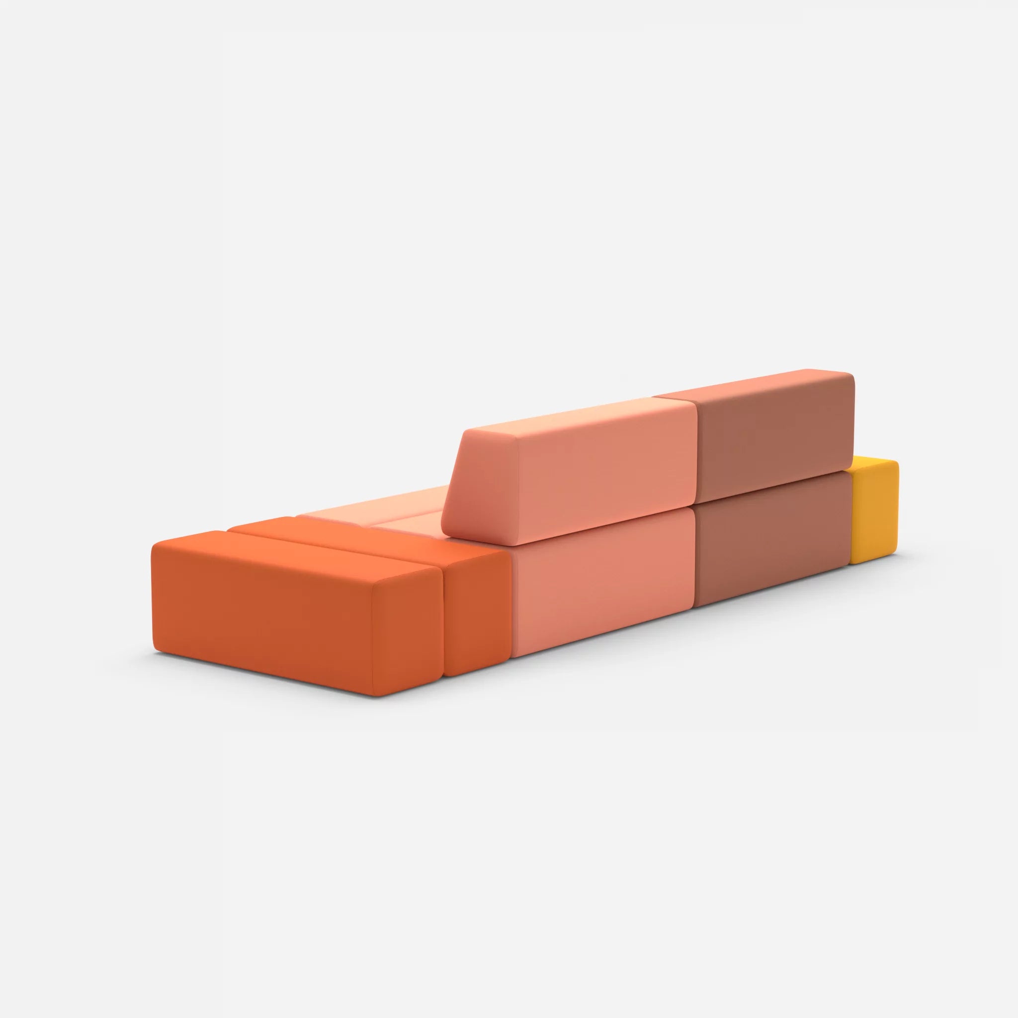 2 Sitzer Sofa Bricks 5 radio4037-radio4046 in Hellrot und Coral von hinten