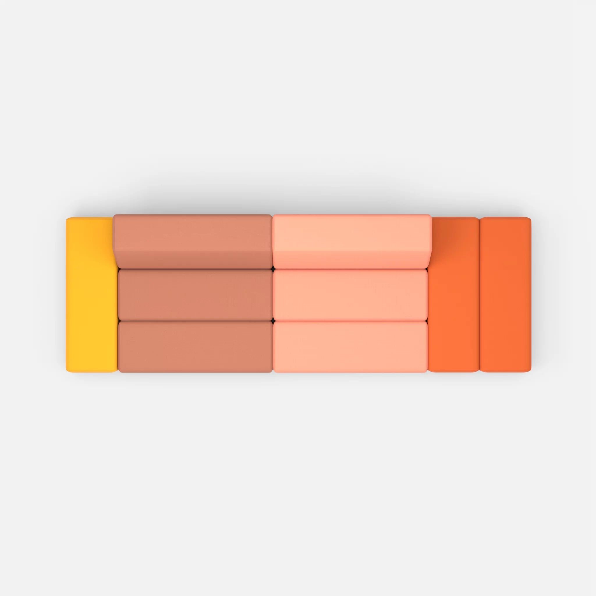 2 Sitzer Sofa Bricks 5 radio4037-radio4046 in Hellrot und Coral von oben
