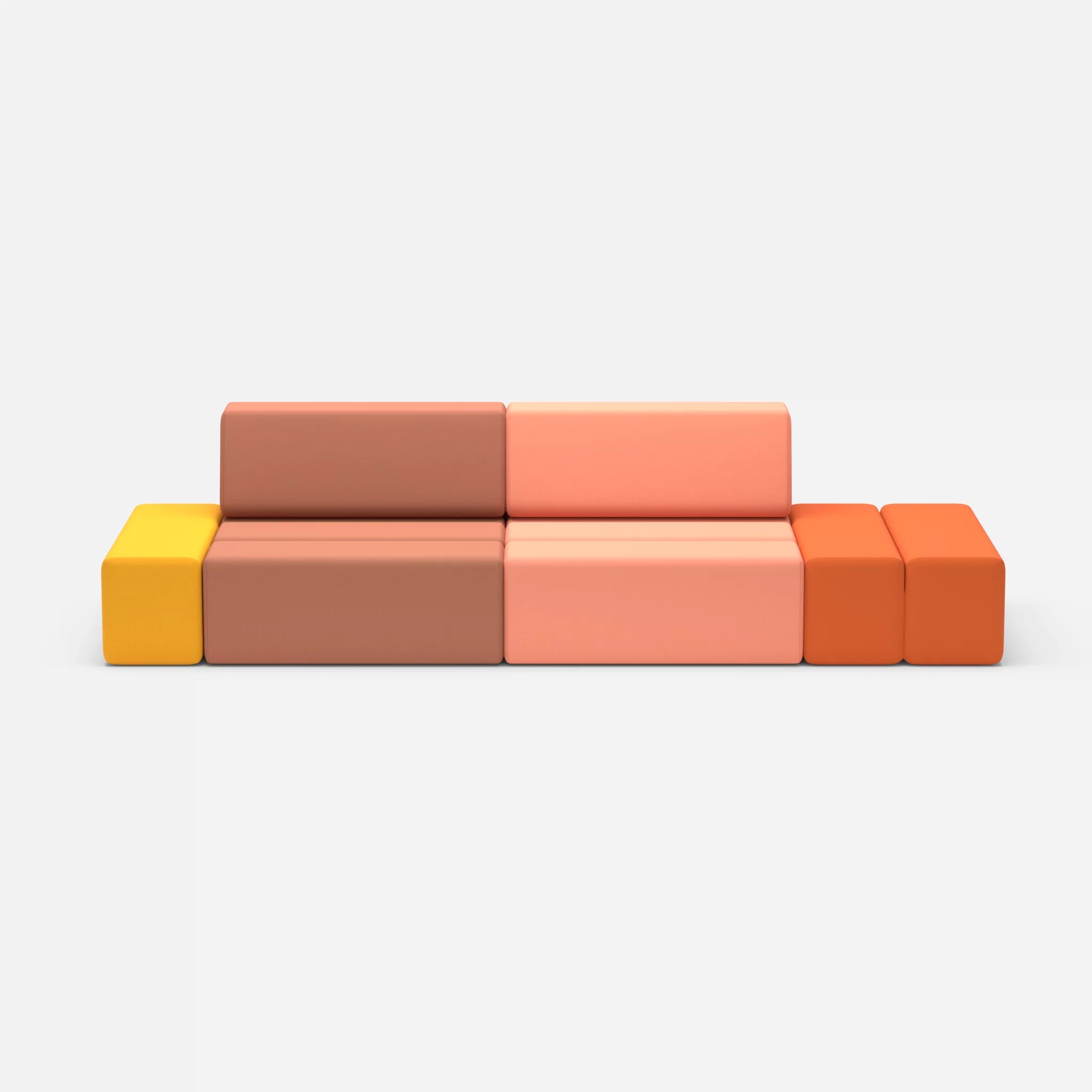 2 Sitzer Sofa Bricks 5 radio4037-radio4046 in Hellrot und Coral von vorne