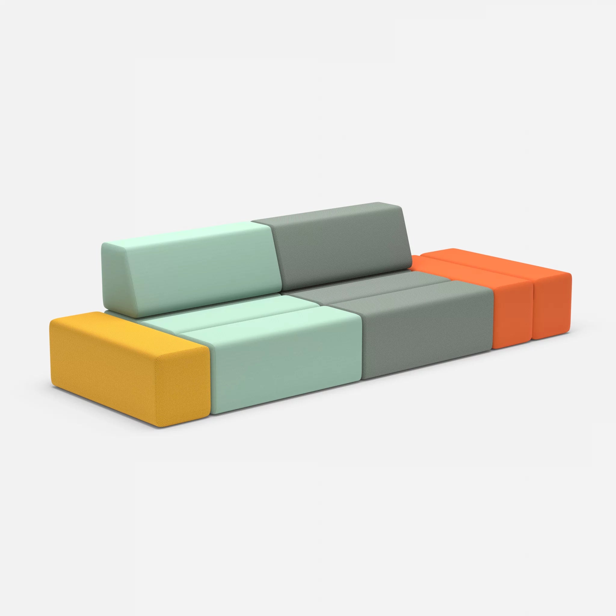 2 Sitzer Sofa Bricks 5 radio7045-novumdelphi in Hellblau und Graublau von der Seite