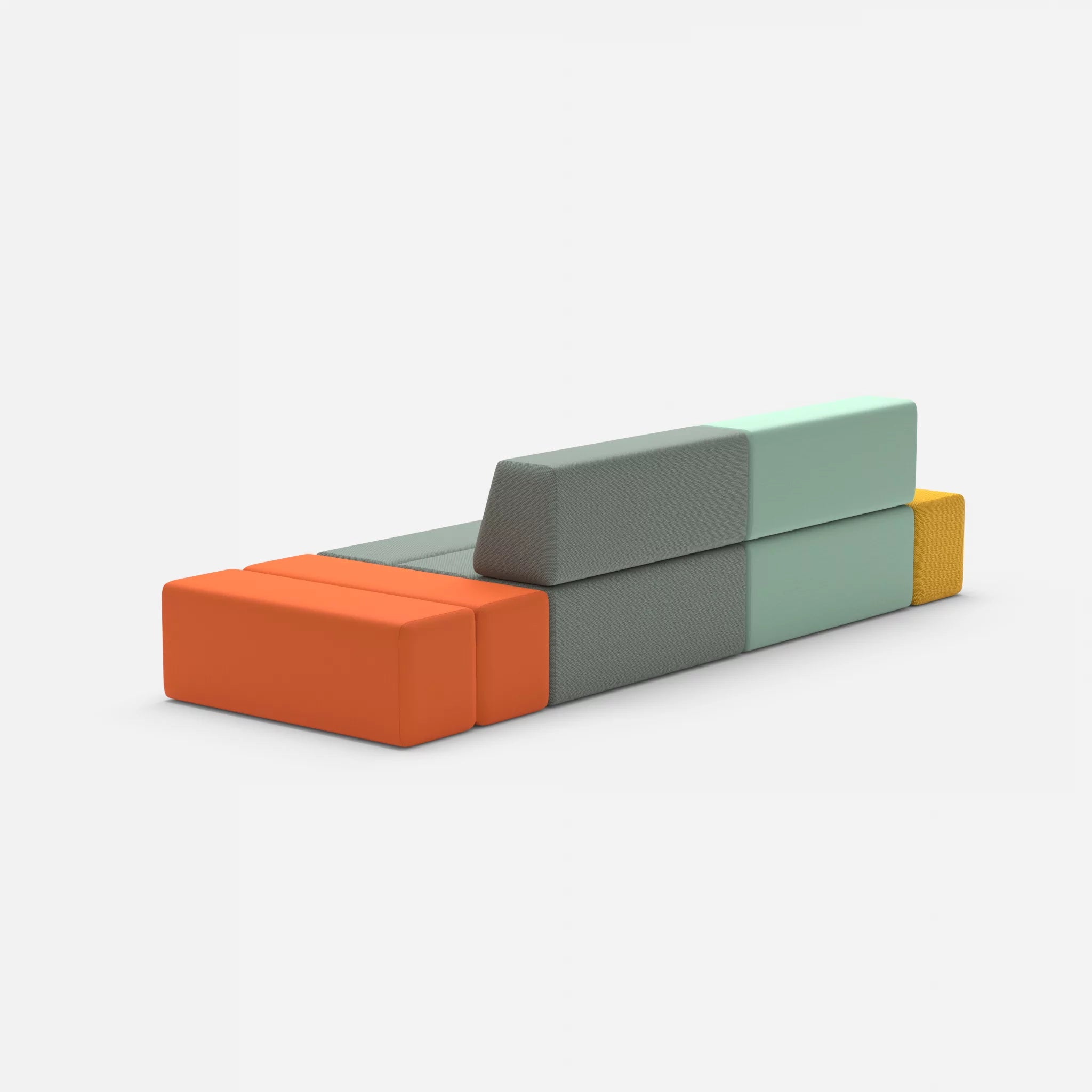 2 Sitzer Sofa Bricks 5 radio7045-novumdelphi in Hellblau und Graublau von hinten