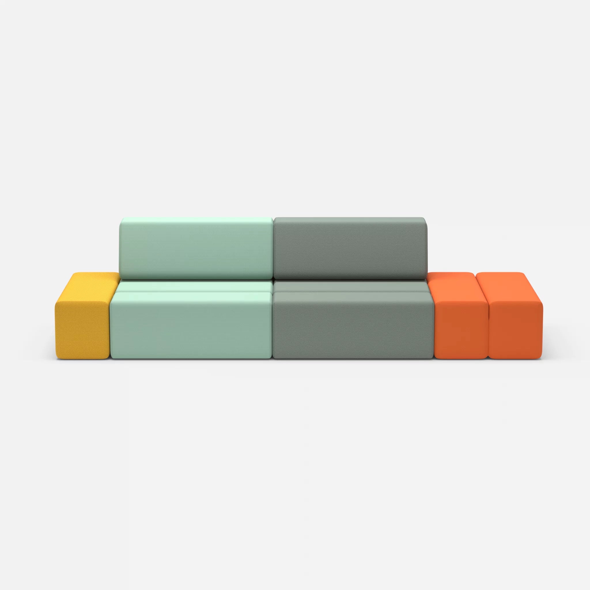 2 Sitzer Sofa Bricks 5 radio7045-novumdelphi in Hellblau und Graublau von vorne
