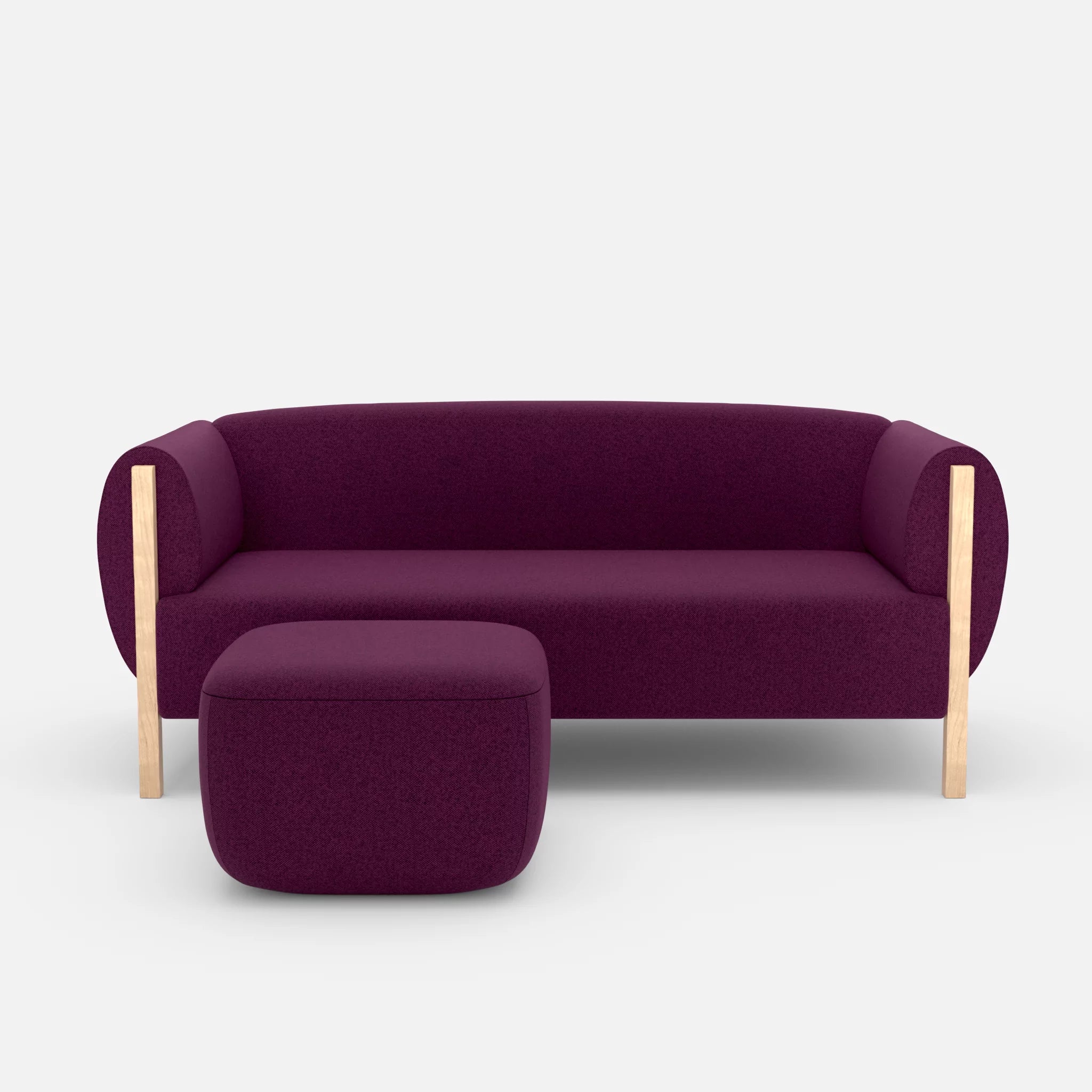 2 Sitzer Sofa Mallow mit Pouf celia0202 in Violett von vorne