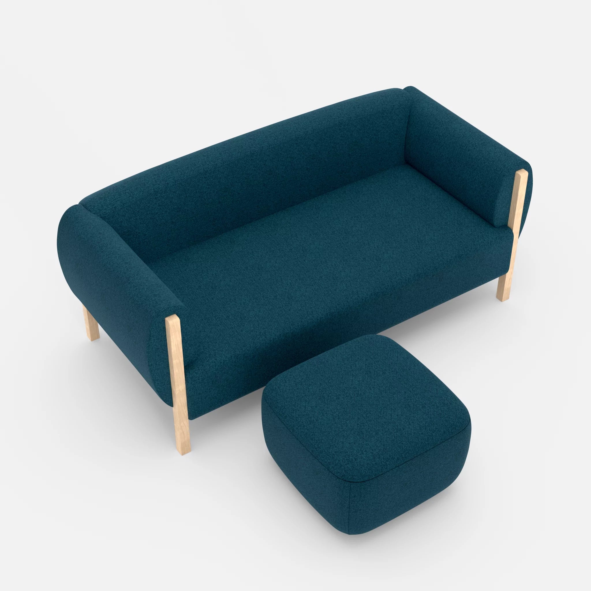 2 Sitzer Sofa Mallow mit Pouf celia0203 in Blau von oben