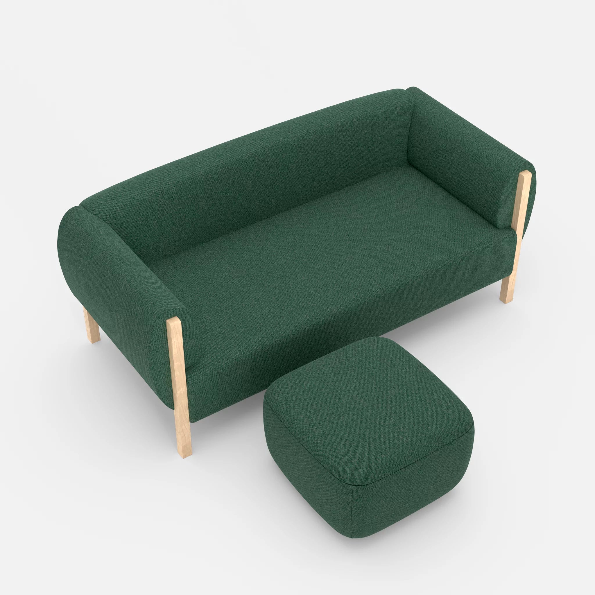 2 Sitzer Sofa Mallow mit Pouf celia0207 in Grün von oben