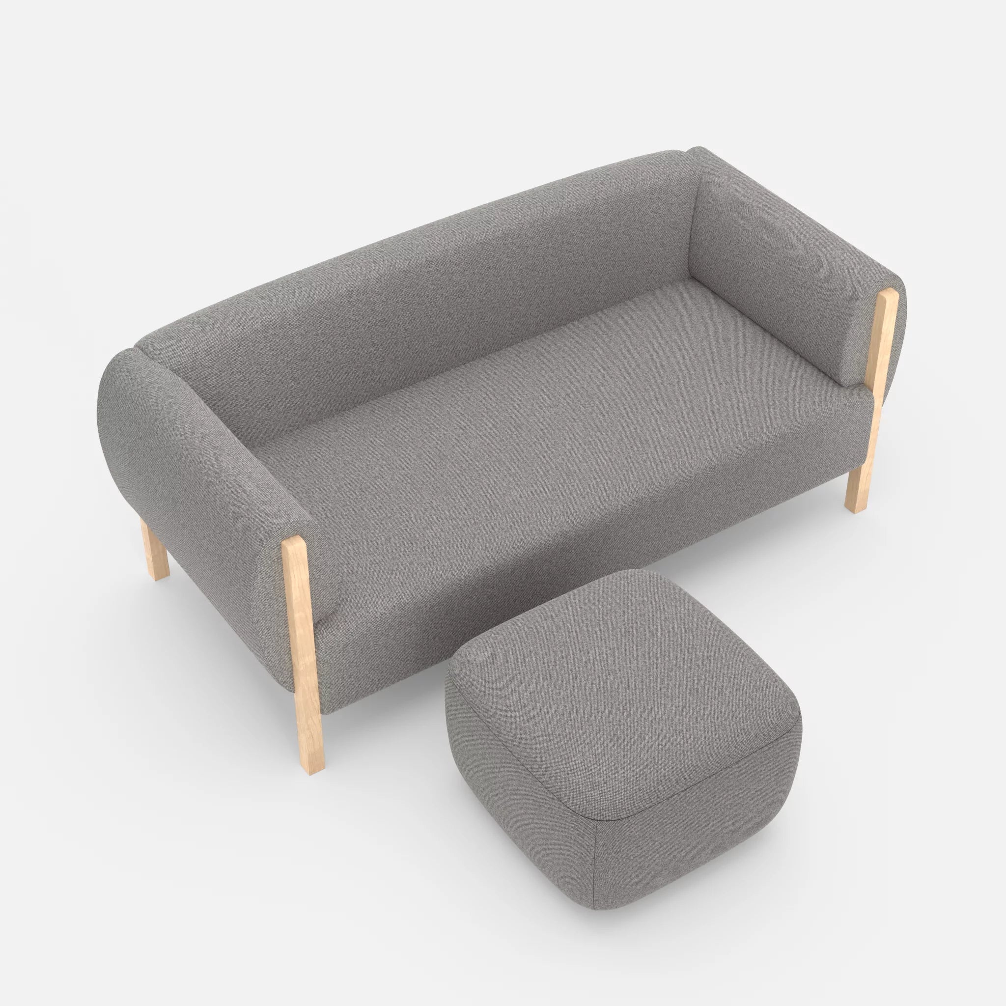 2 Sitzer Sofa Mallow mit Pouf celia0208 in Mittelgrau von oben