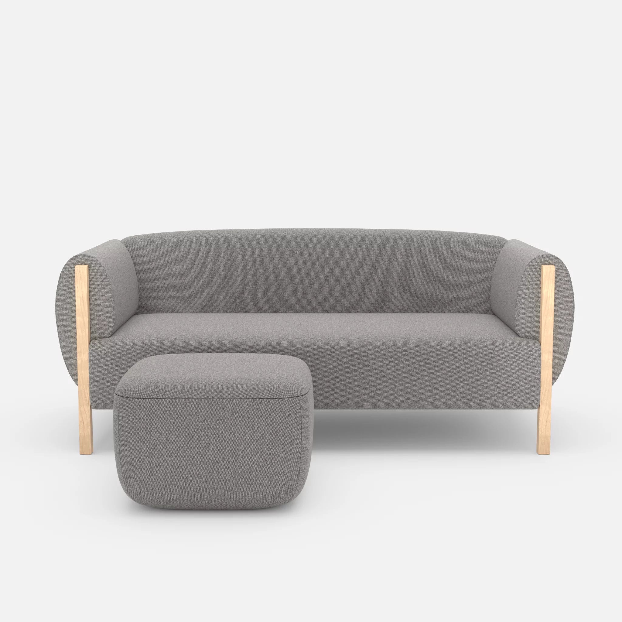 2 Sitzer Sofa Mallow mit Pouf celia0208 in Mittelgrau von vorne