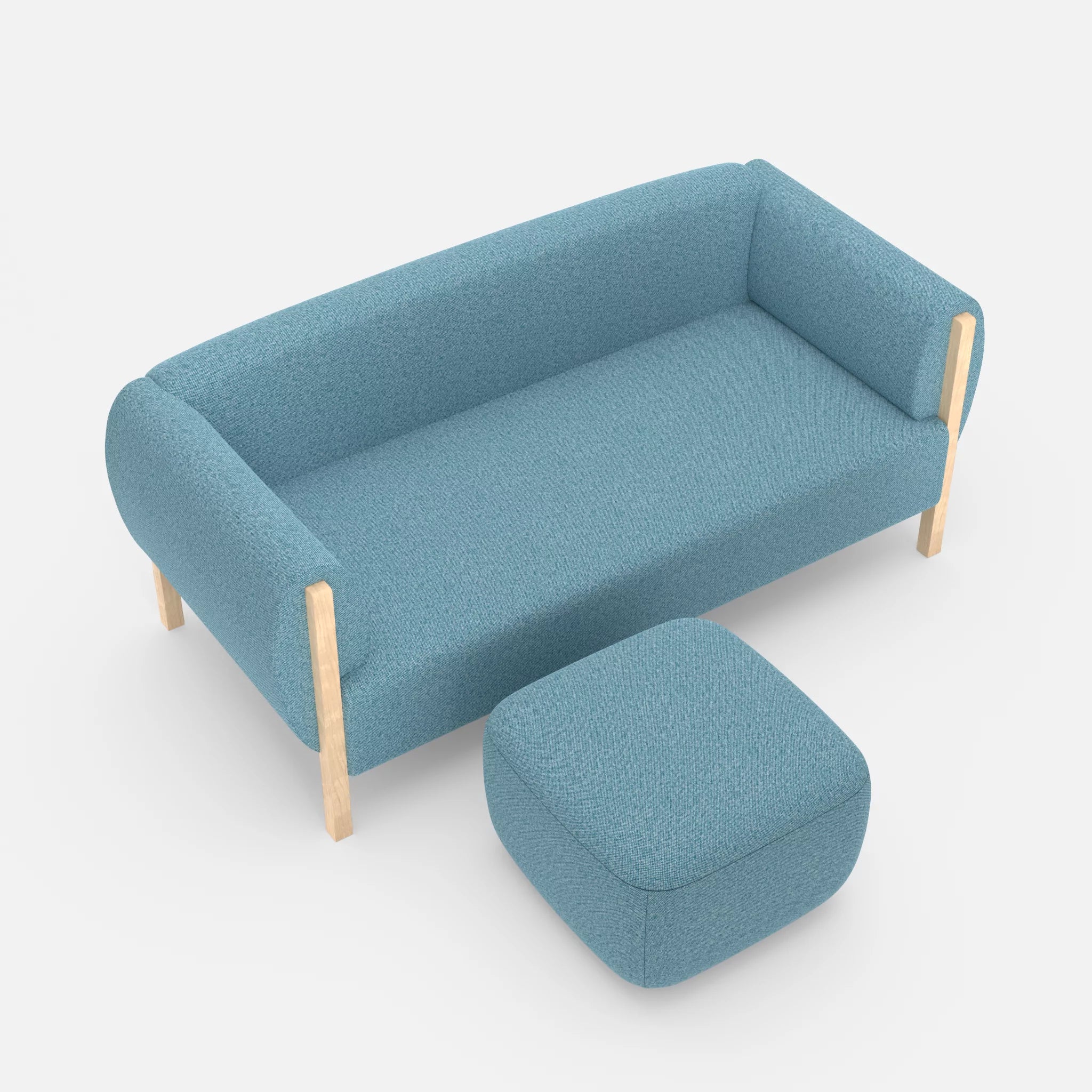2 Sitzer Sofa Mallow mit Pouf celia0209 in Türkis von oben