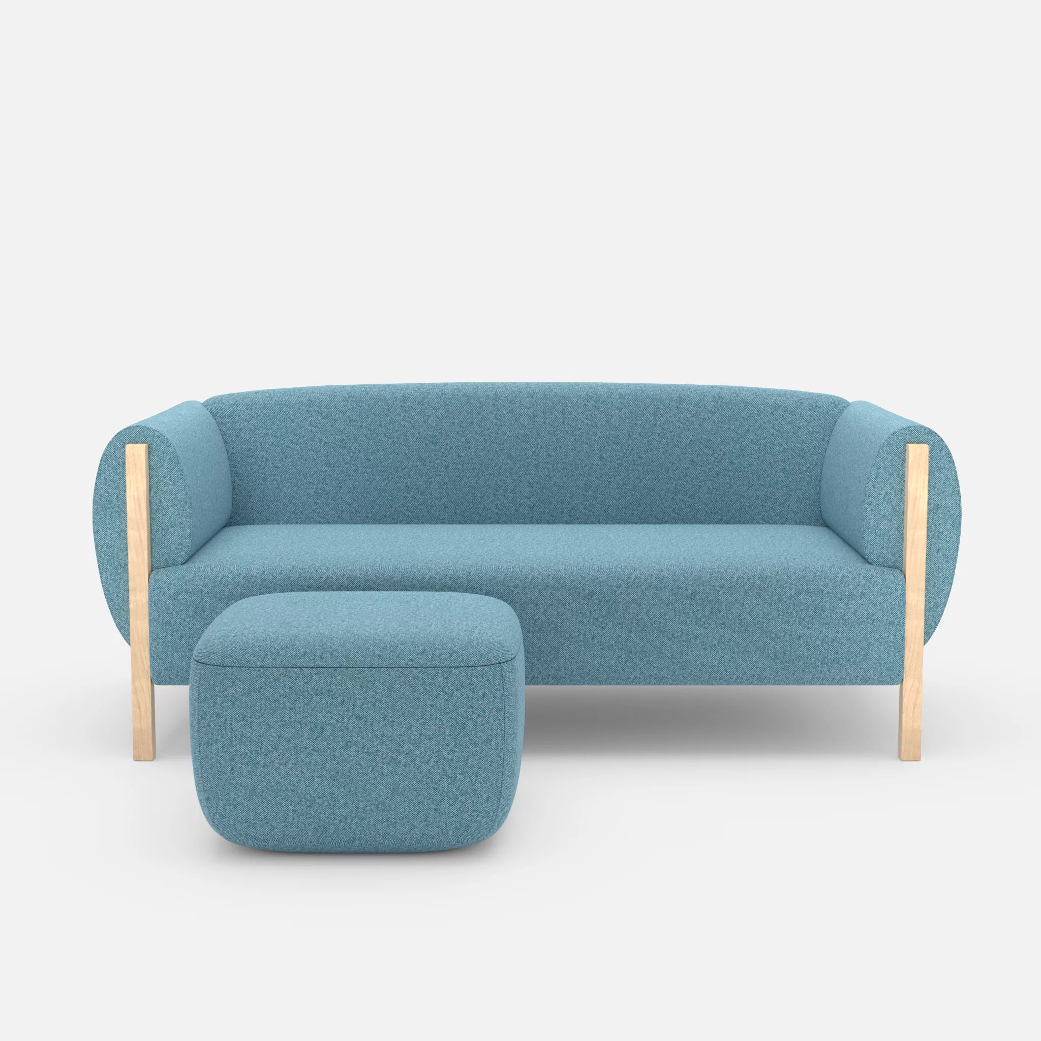 2 Sitzer Sofa Mallow mit Pouf celia0209 in Türkis von vorne