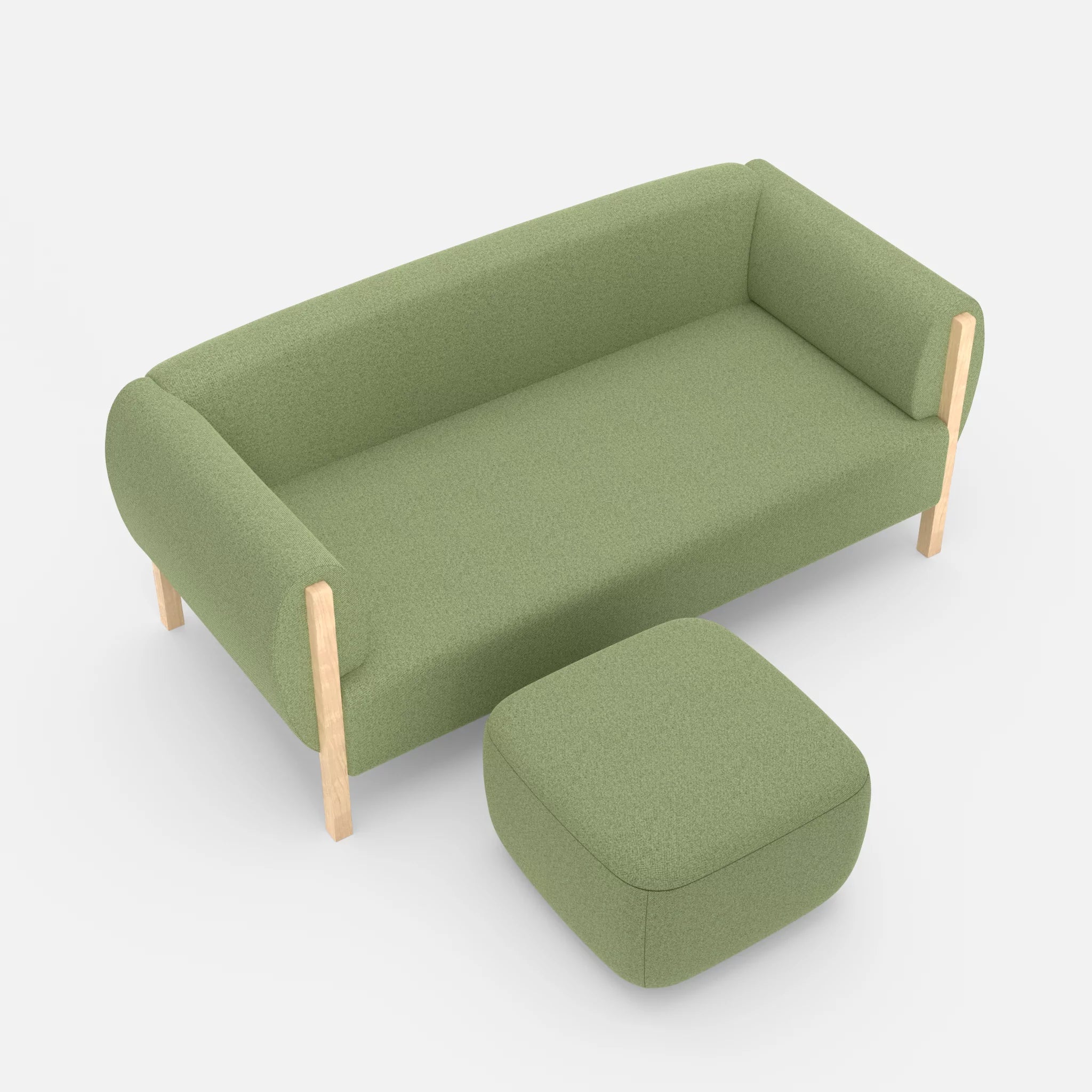 2 Sitzer Sofa Mallow mit Pouf celia0213 in Hellgrün von oben