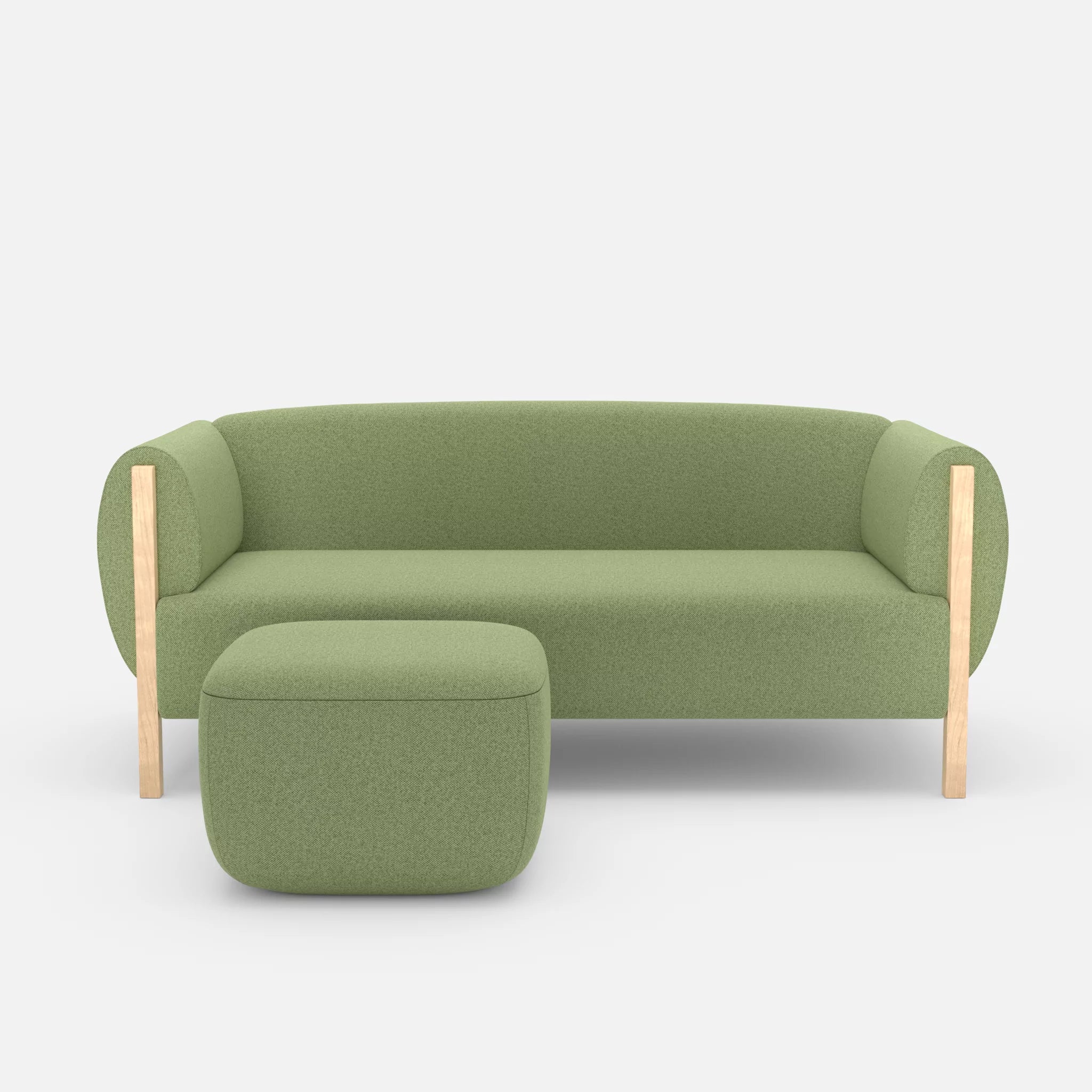2 Sitzer Sofa Mallow mit Pouf celia0213 in Hellgrün von vorne