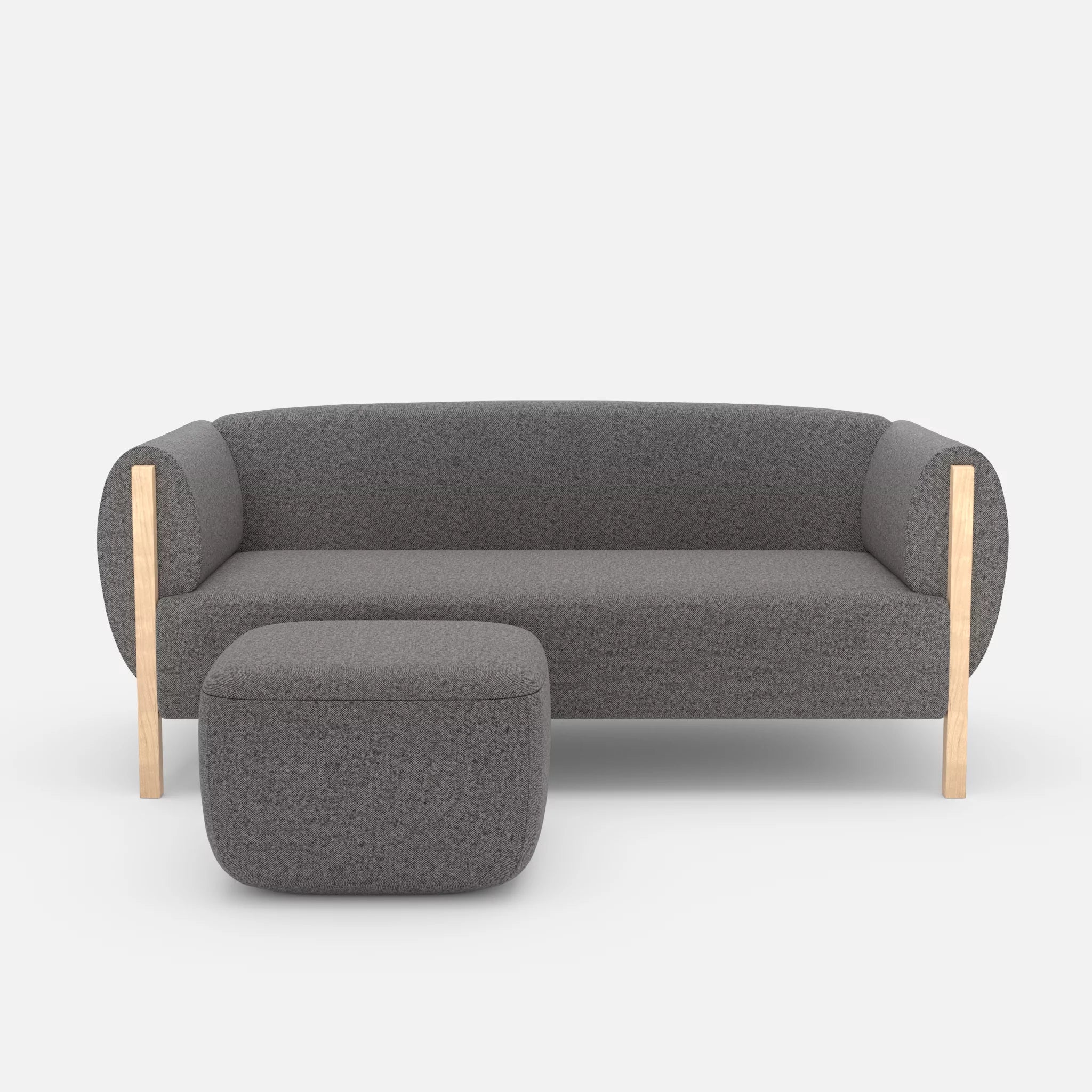 2 Sitzer Sofa Mallow mit Pouf celia0218 in Dunkelgrau von vorne