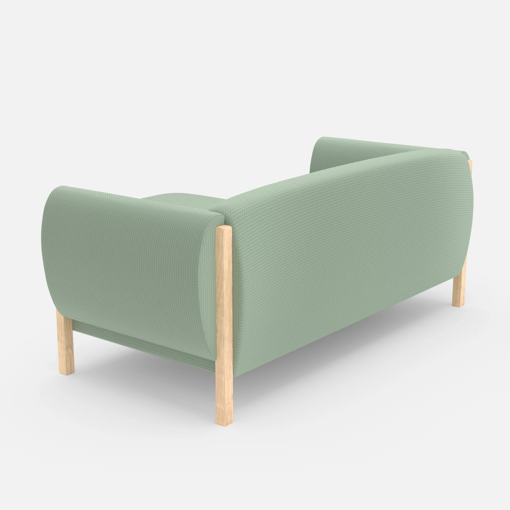 2 Sitzer Sofa Mallow mit Pouf credoaloe in Hellgrün von hinten