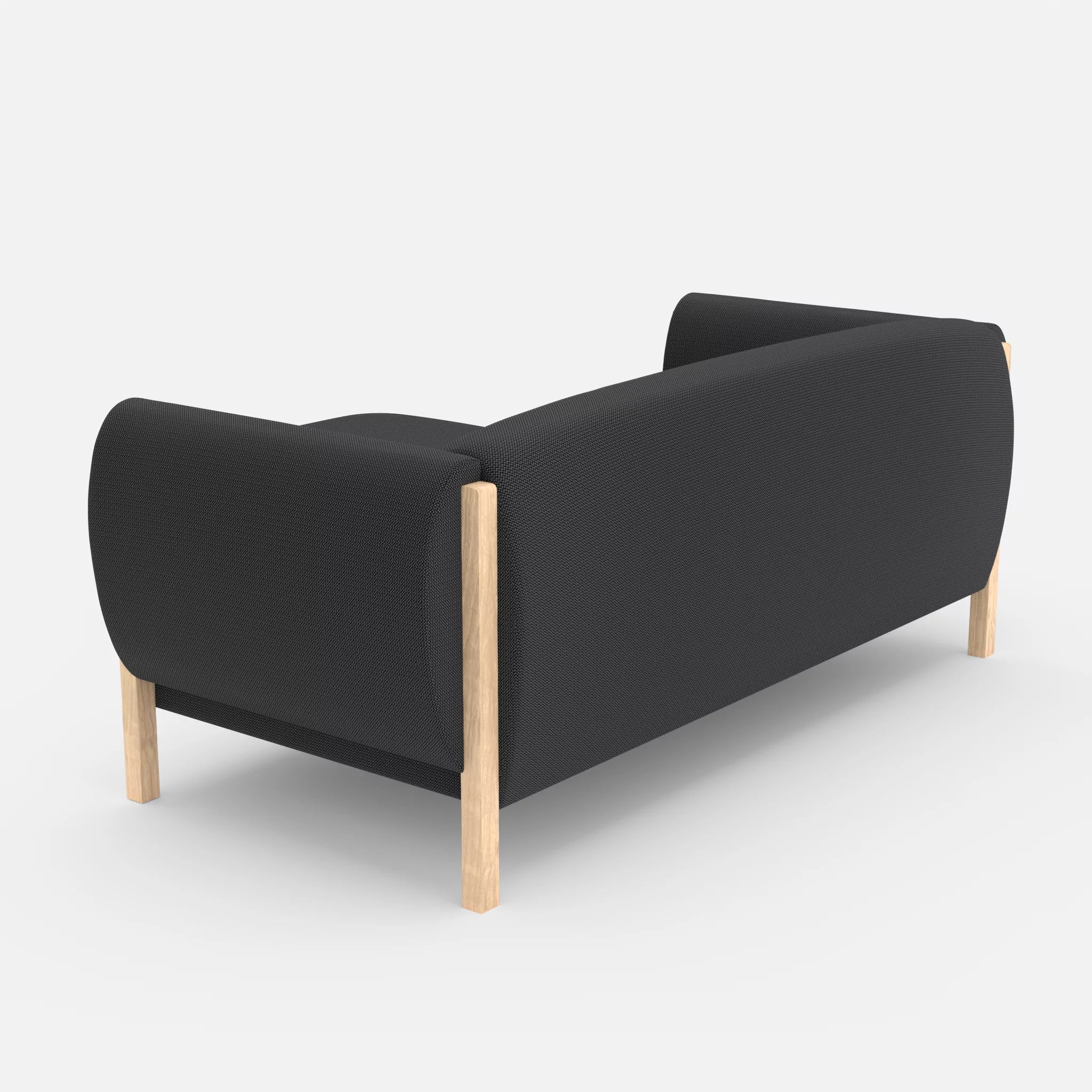 2 Sitzer Sofa Mallow mit Pouf credoasphalt in Anthrazit von hinten