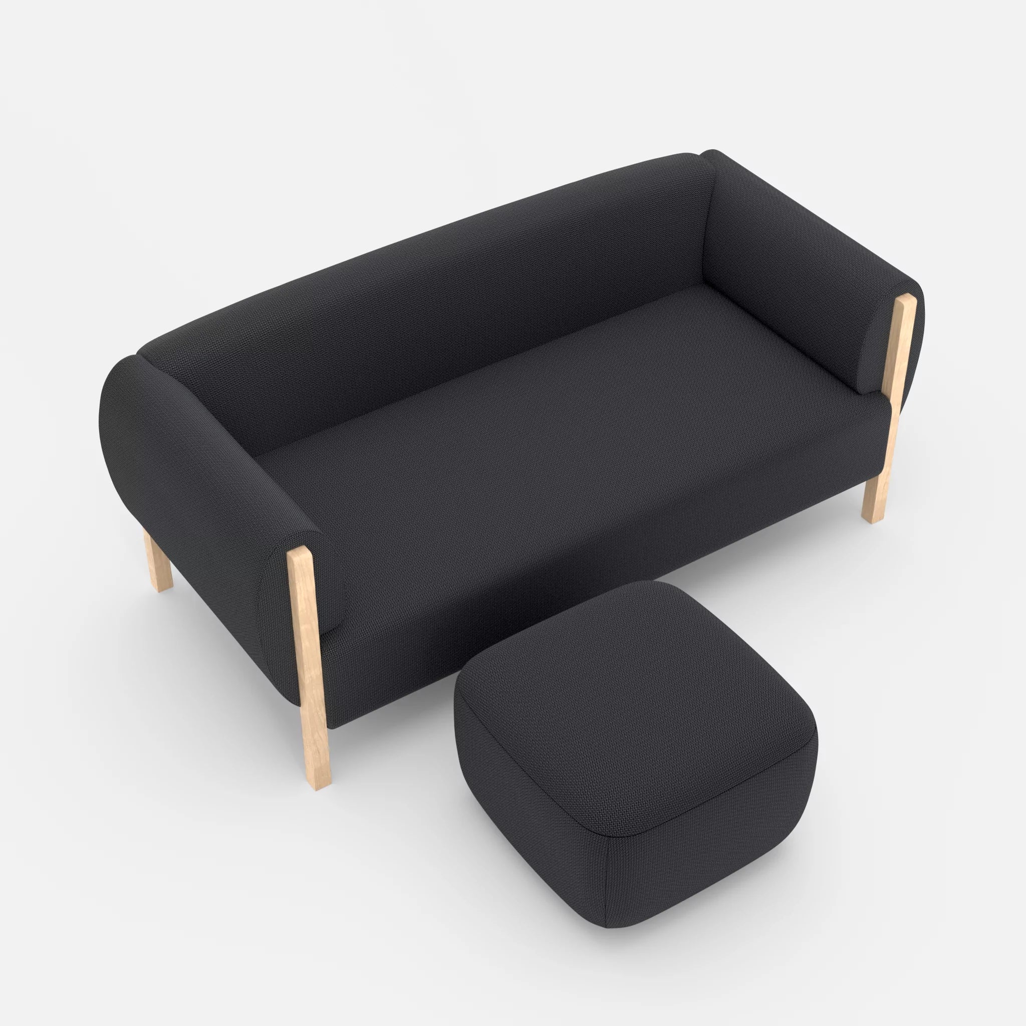 2 Sitzer Sofa Mallow mit Pouf credoasphalt in Anthrazit von oben
