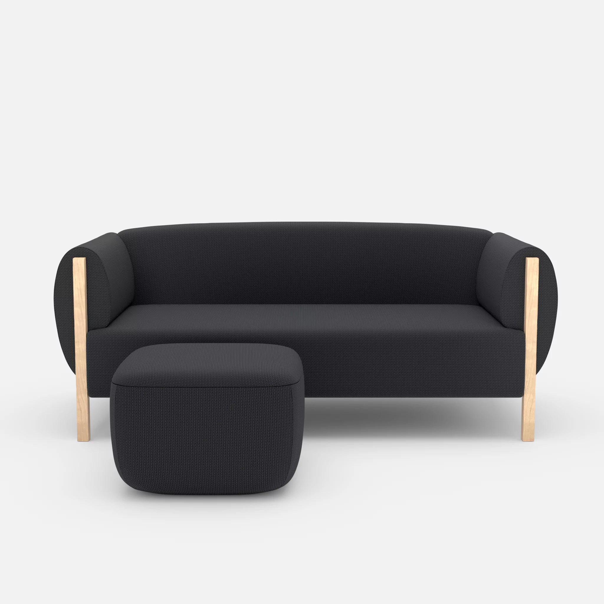 2 Sitzer Sofa Mallow mit Pouf credoasphalt in Anthrazit von vorne