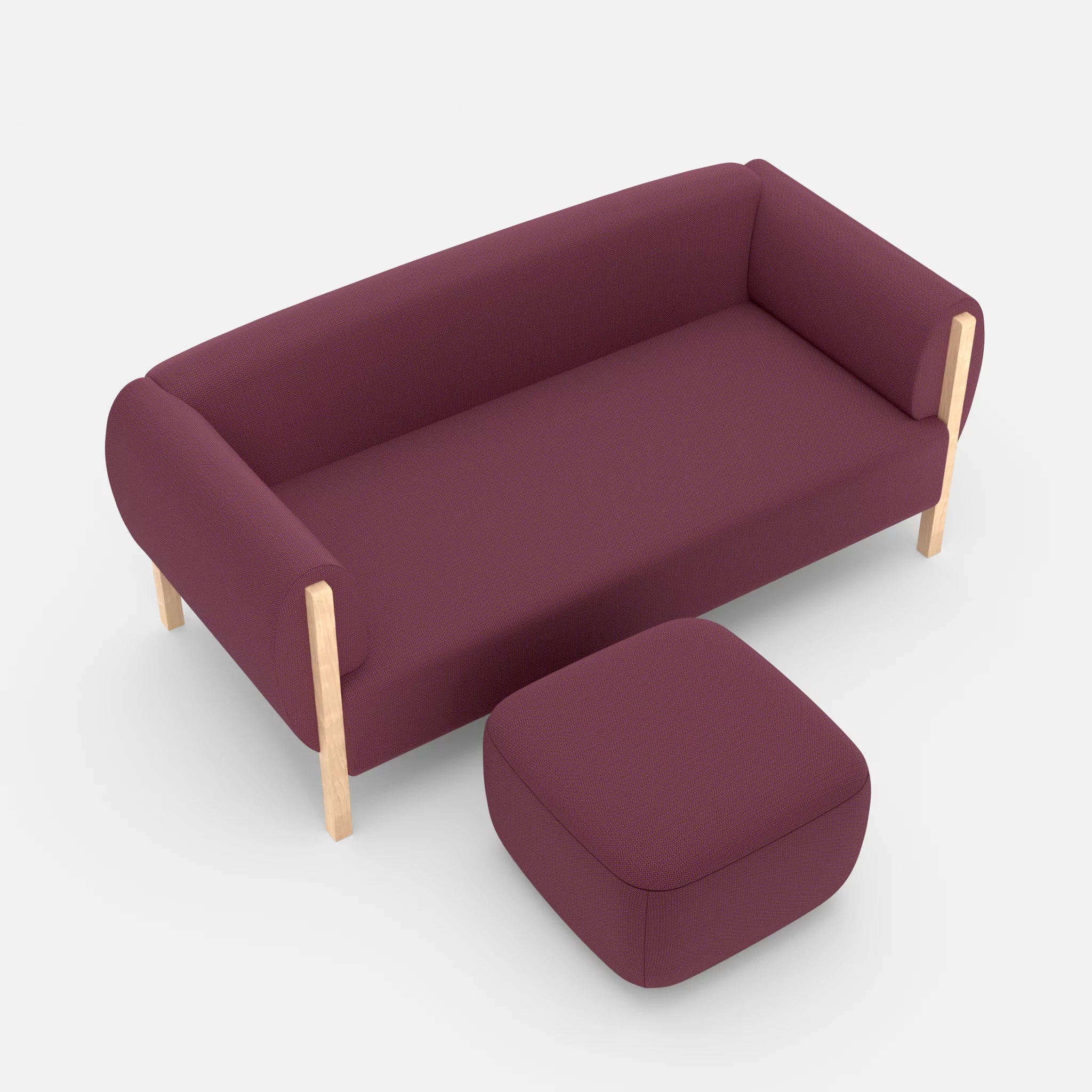 2 Sitzer Sofa Mallow mit Pouf credobreva in Violett von oben
