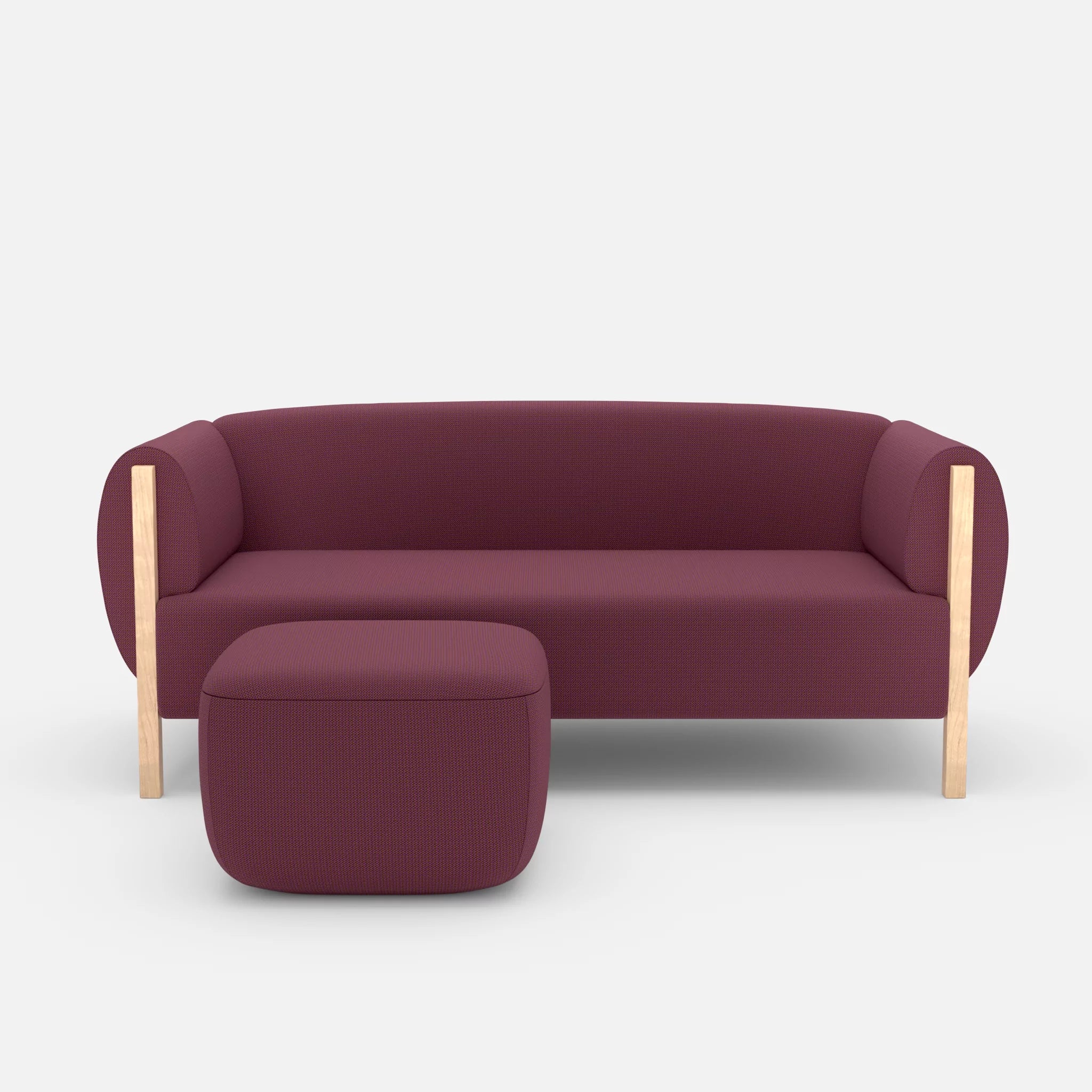 2 Sitzer Sofa Mallow mit Pouf credobreva in Violett von vorne
