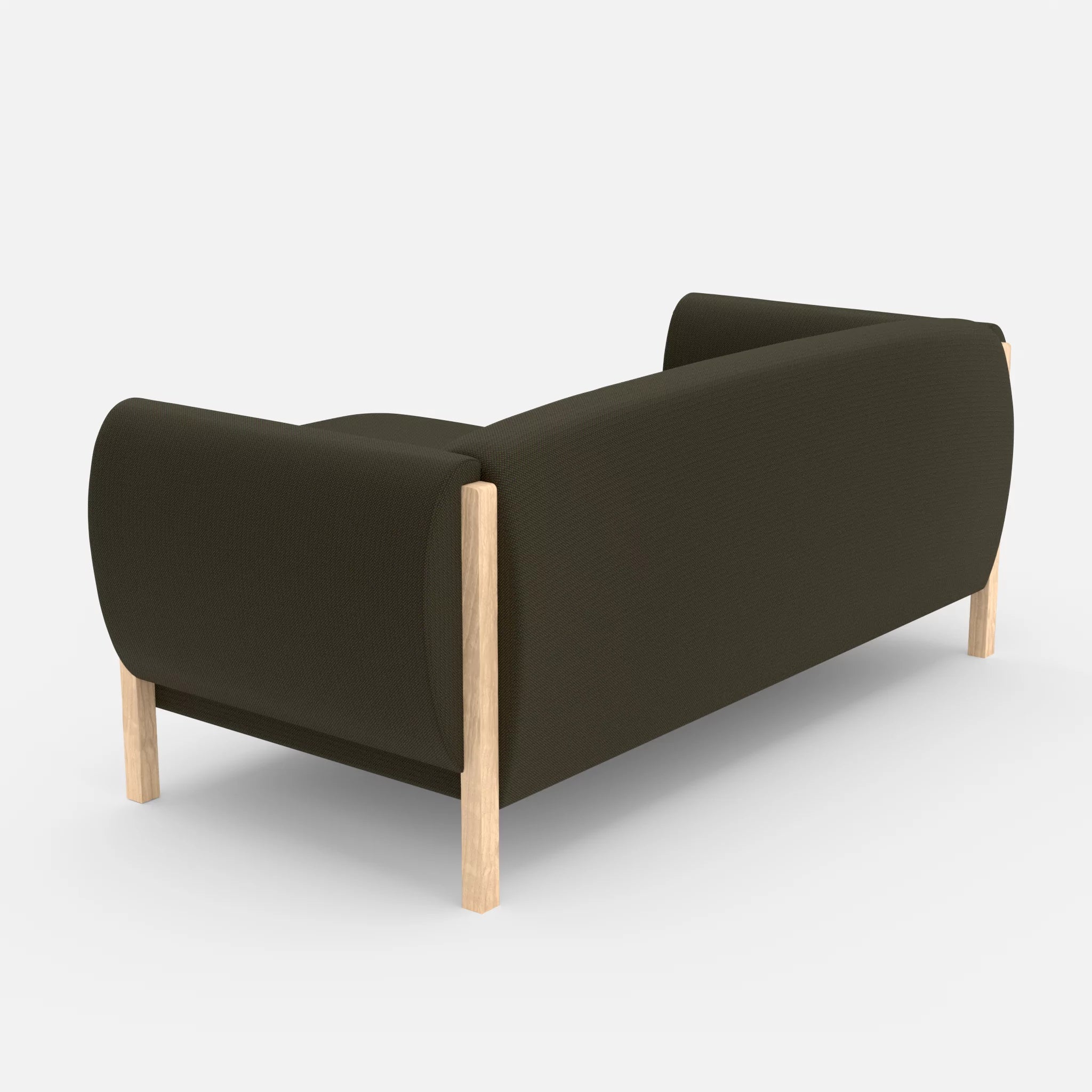 2 Sitzer Sofa Mallow mit Pouf credoforest in Dunkelgrün von hinten