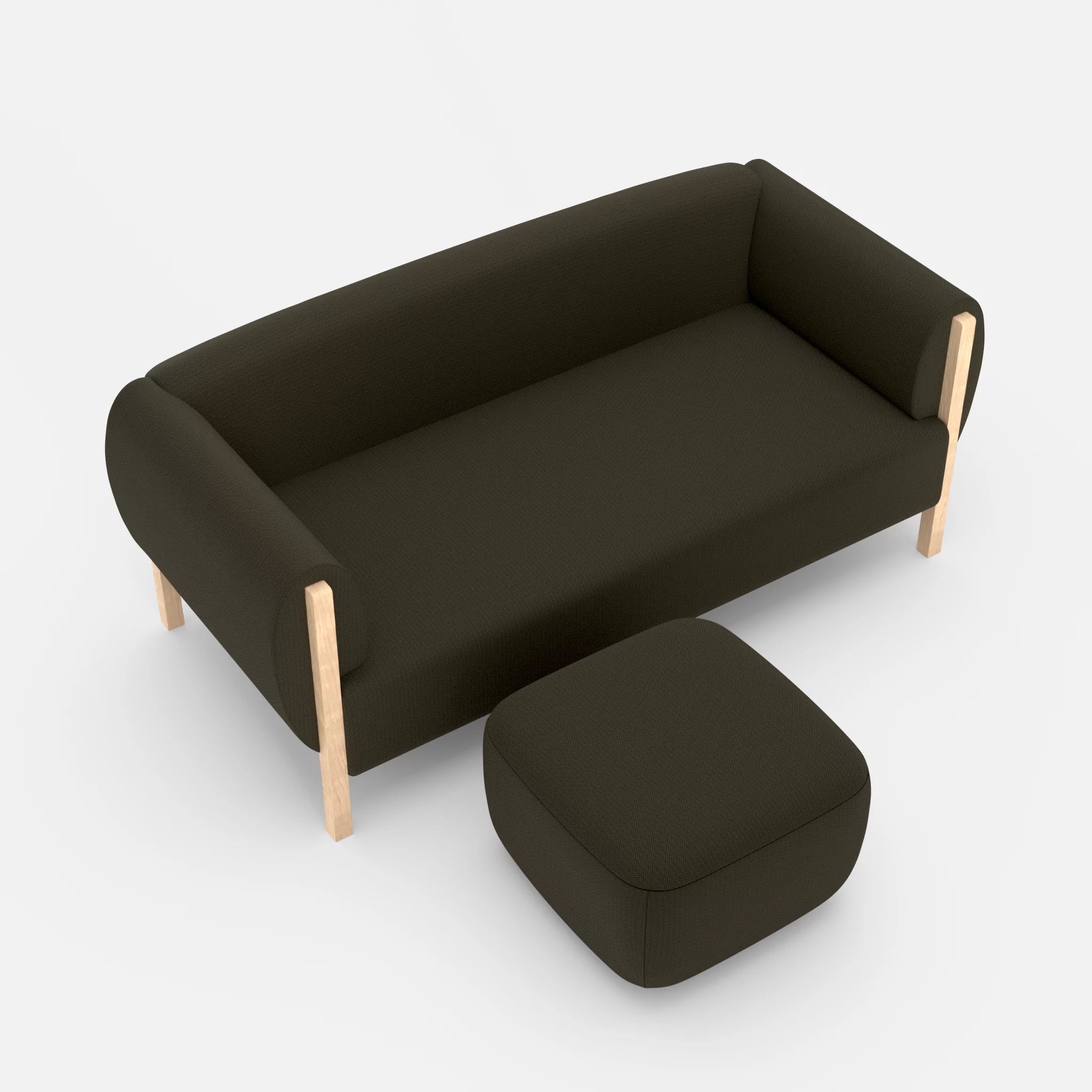 2 Sitzer Sofa Mallow mit Pouf credoforest in Dunkelgrün von oben