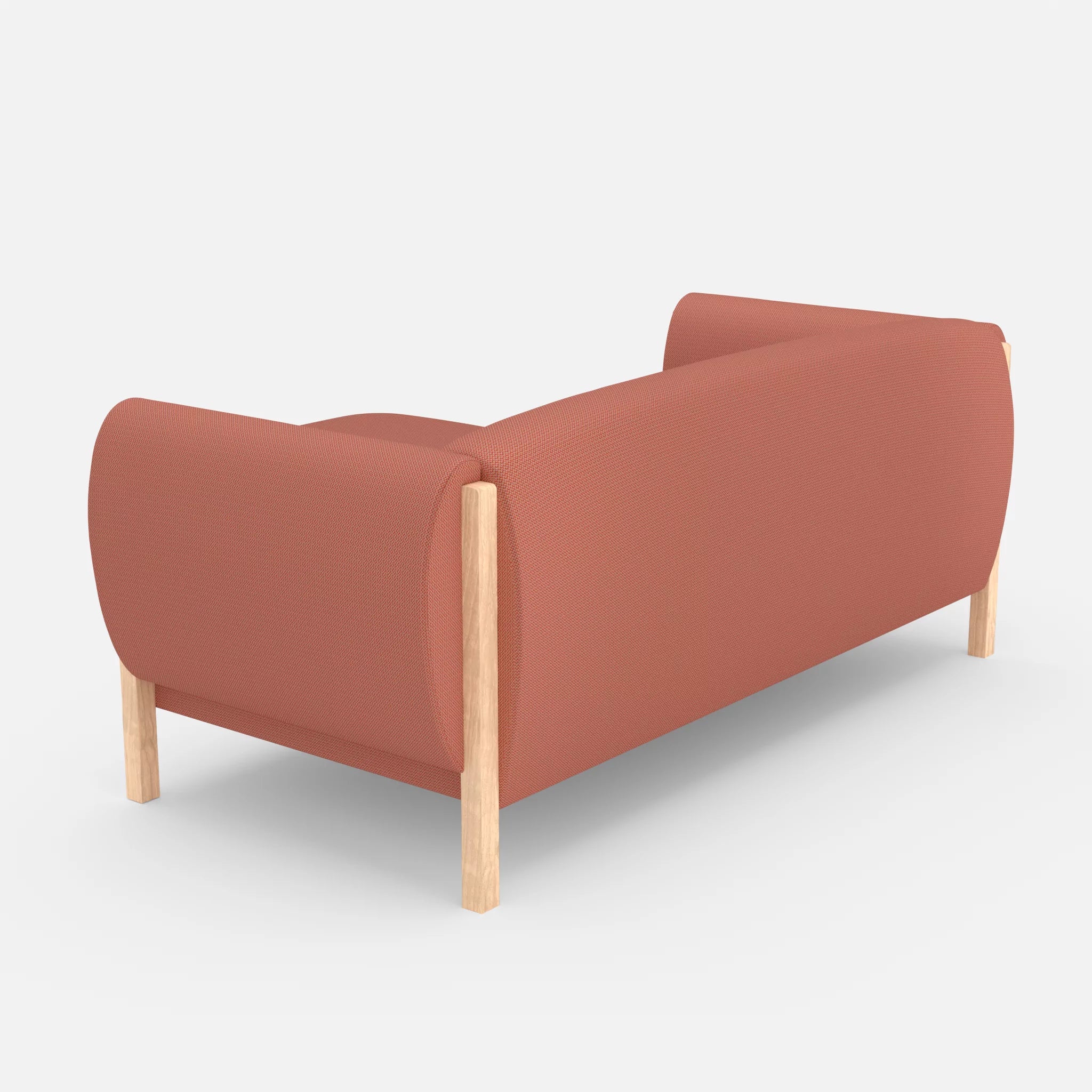 2 Sitzer Sofa Mallow mit Pouf credograpefruit in Coral von hinten
