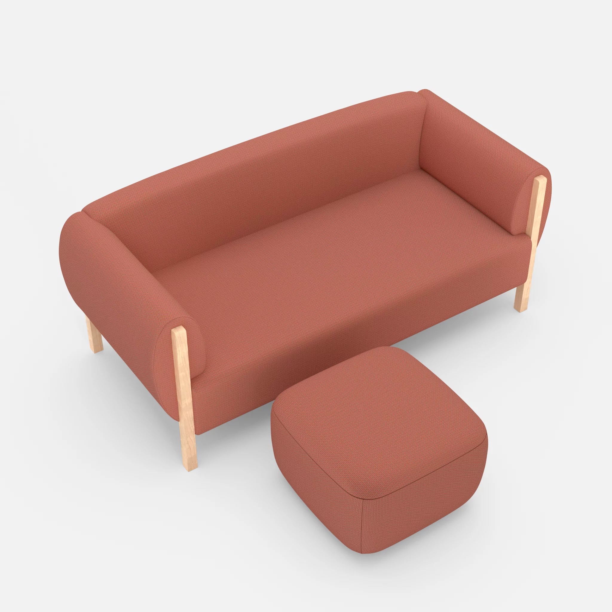 2 Sitzer Sofa Mallow mit Pouf credograpefruit in Coral von oben