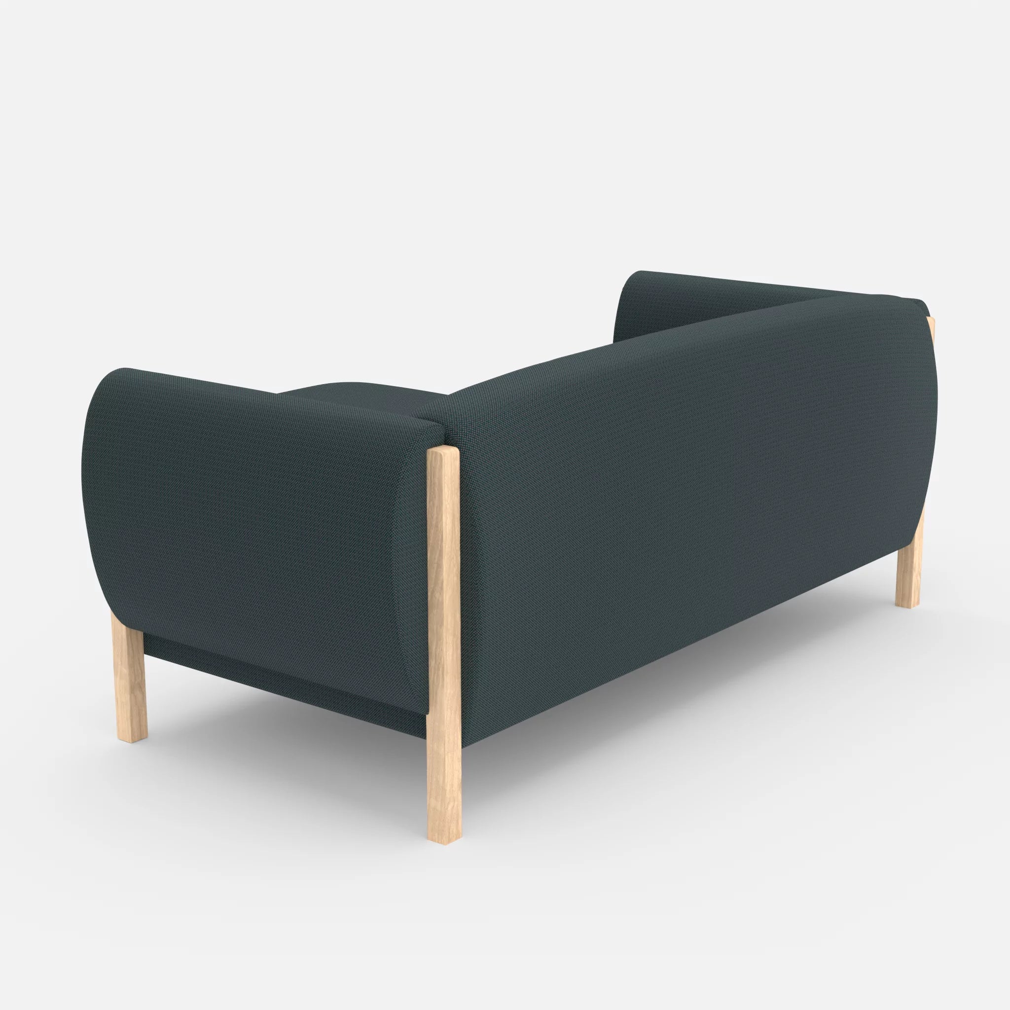 2 Sitzer Sofa Mallow mit Pouf credojaspis in Türkis von hinten