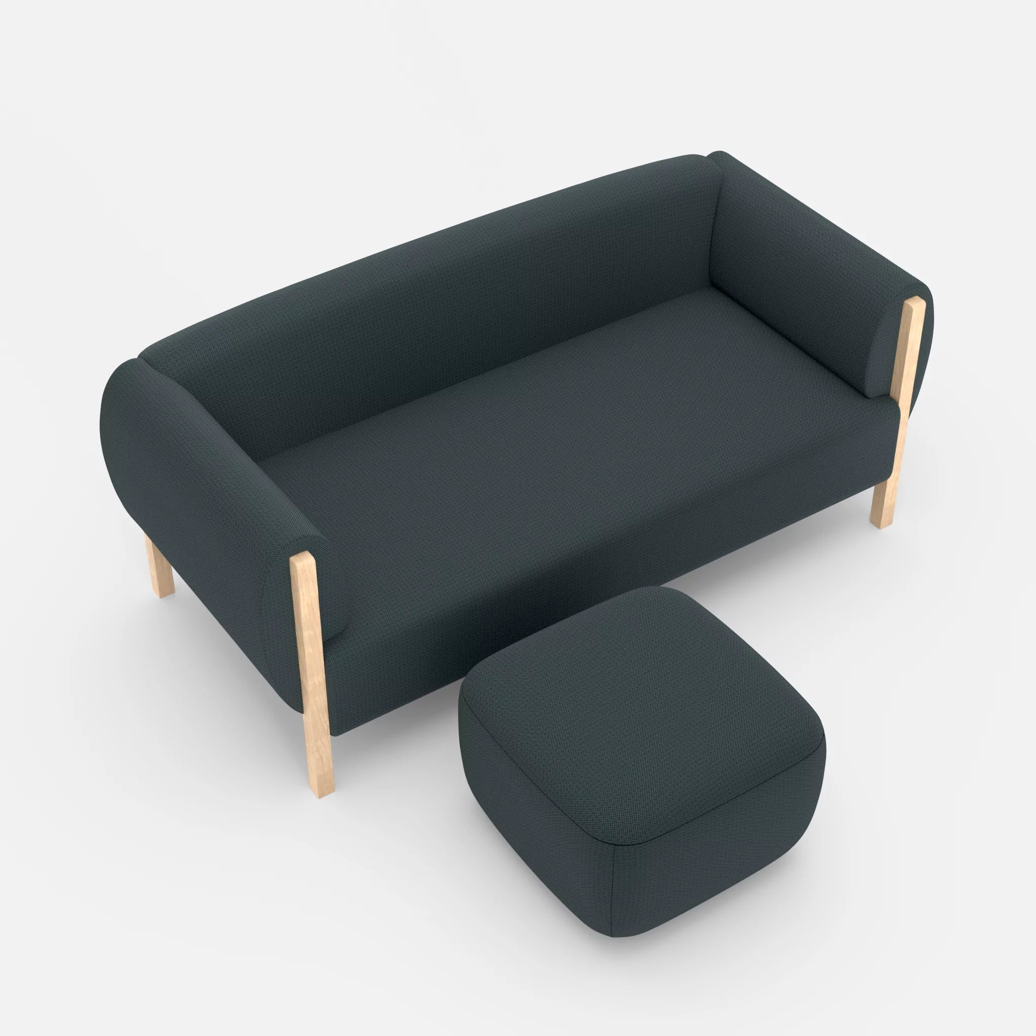 2 Sitzer Sofa Mallow mit Pouf credojaspis in Türkis von oben