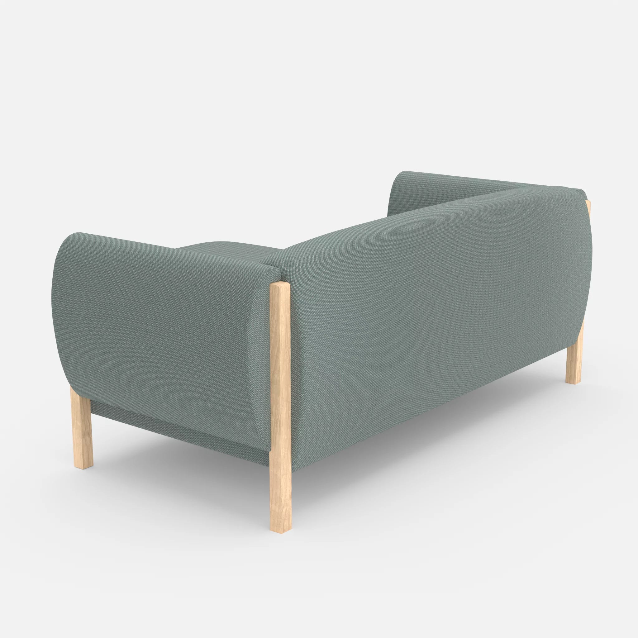 2 Sitzer Sofa Mallow mit Pouf credolake in Graublau von hinten