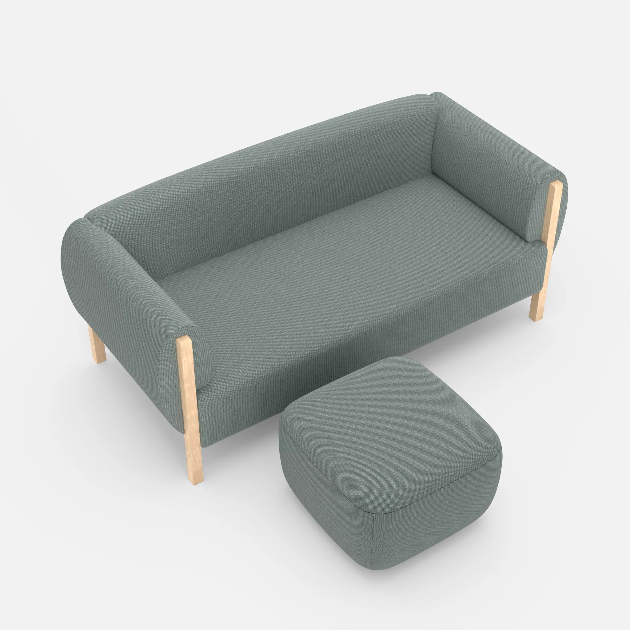 2 Sitzer Sofa Mallow mit Pouf credolake in Graublau von oben