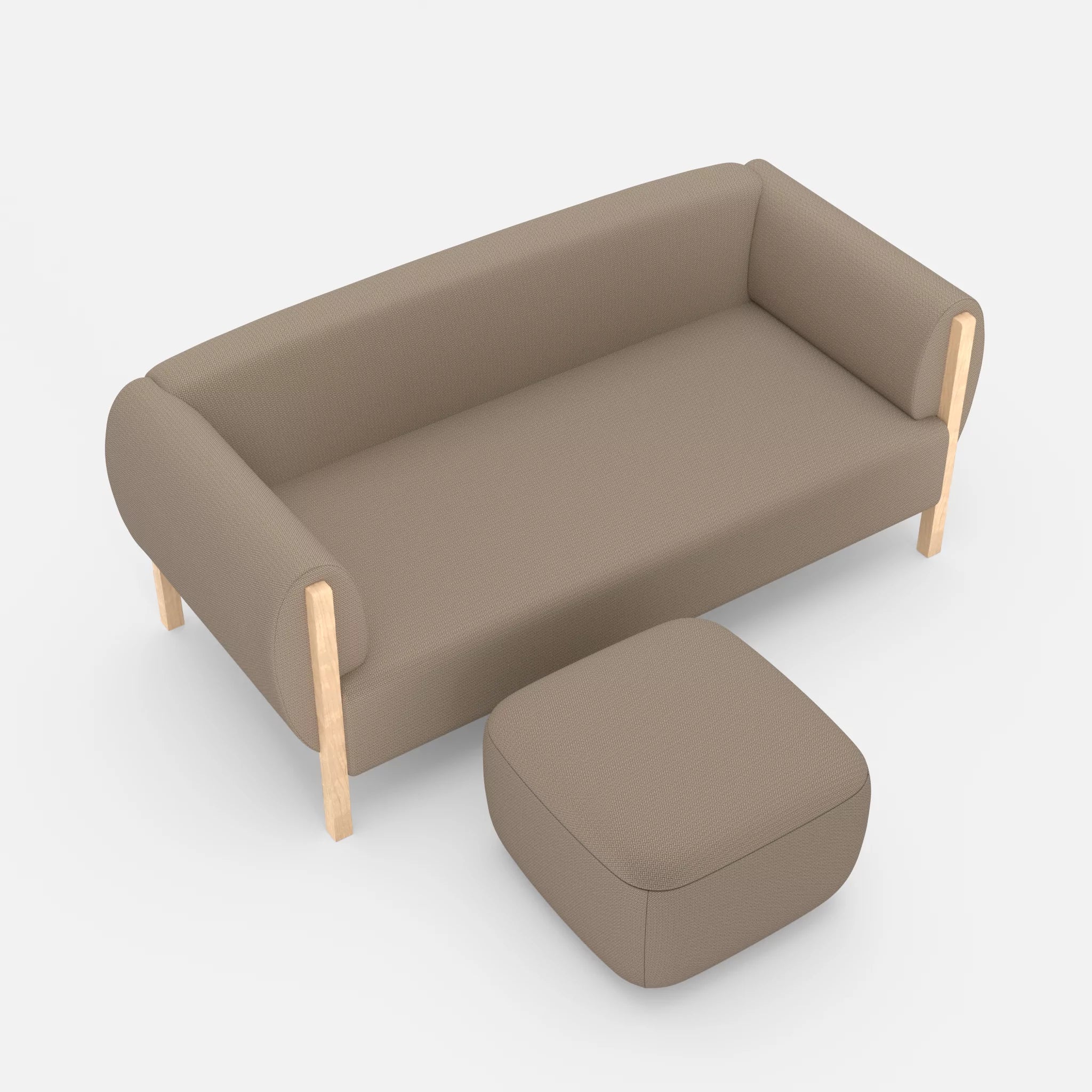 2 Sitzer Sofa Mallow mit Pouf credomacadamia in Beige von oben
