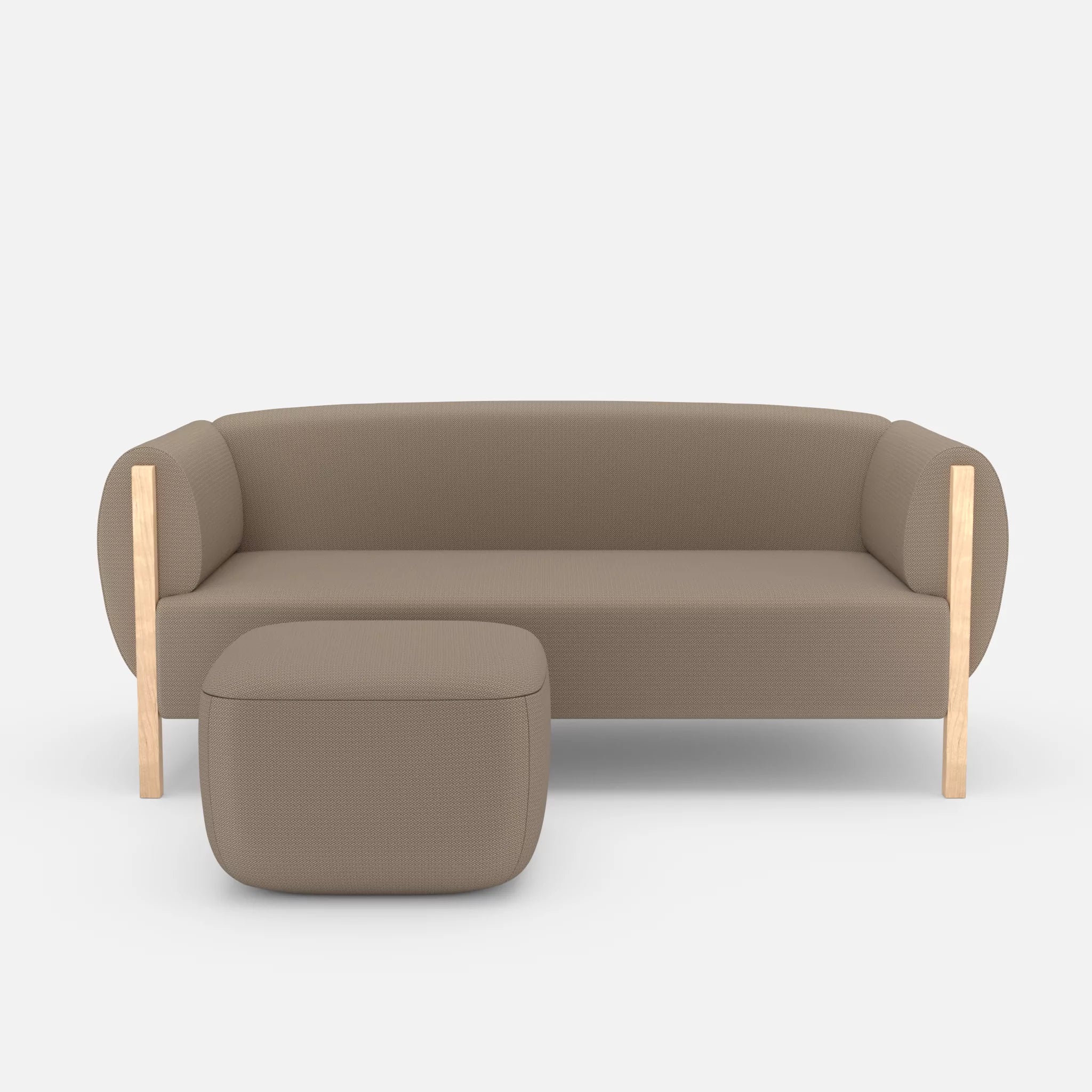 2 Sitzer Sofa Mallow mit Pouf credomacadamia in Beige von vorne