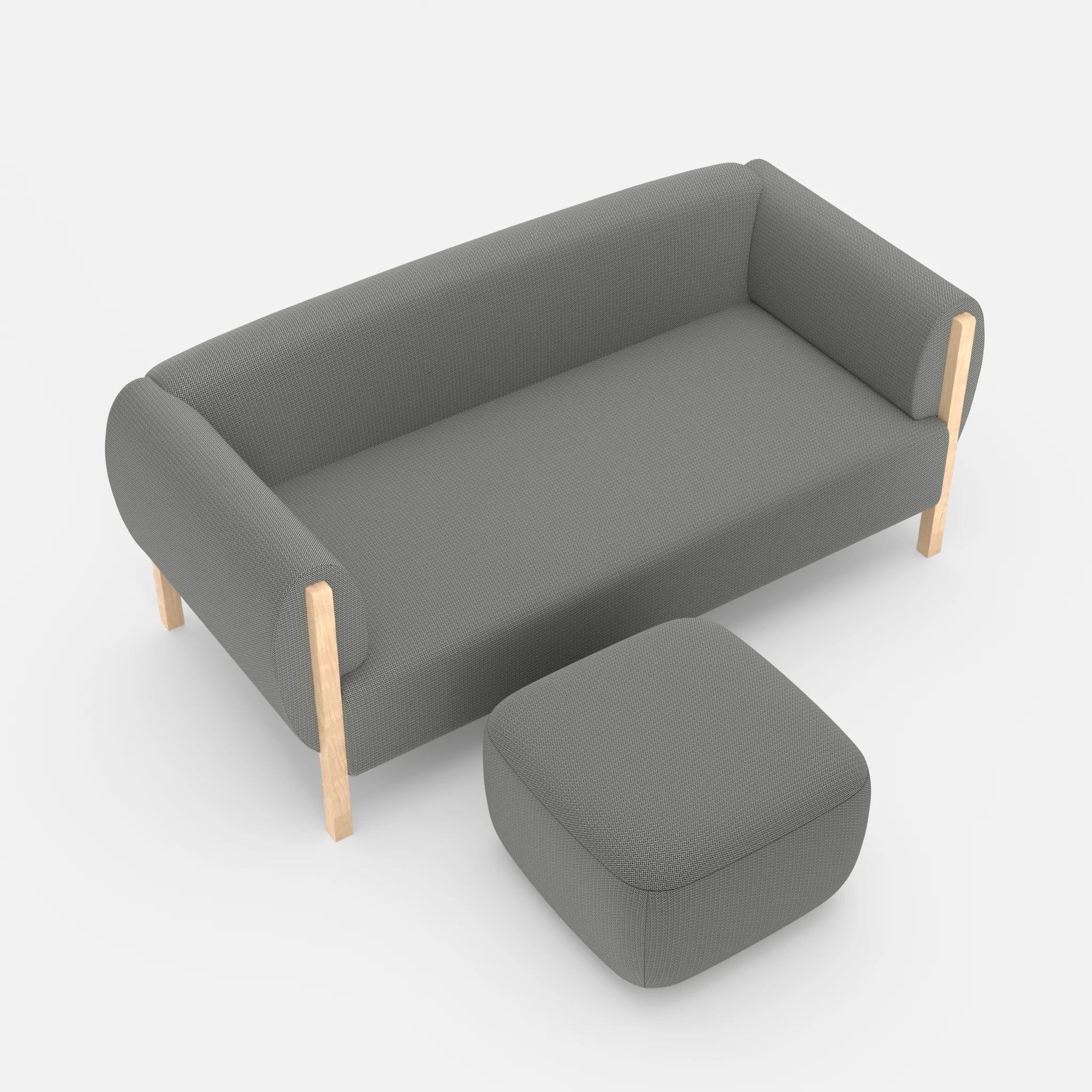 2 Sitzer Sofa Mallow mit Pouf credopepper in Dunkelgrau von oben