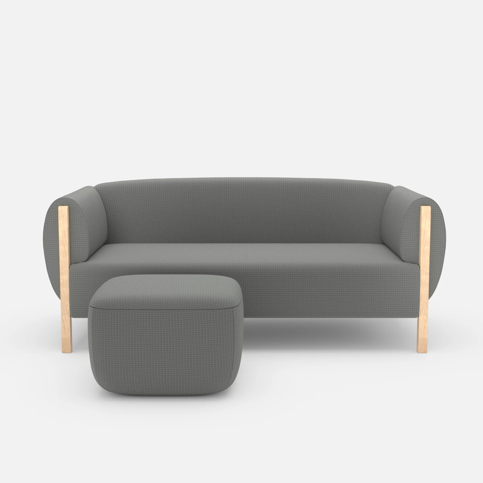 2 Sitzer Sofa Mallow mit Pouf credopepper in Dunkelgrau von vorne