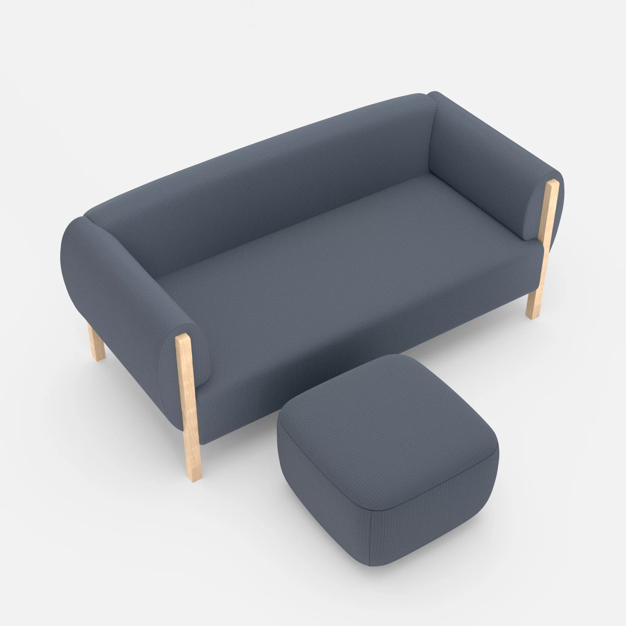 2 Sitzer Sofa Mallow mit Pouf credosea in Blau von oben