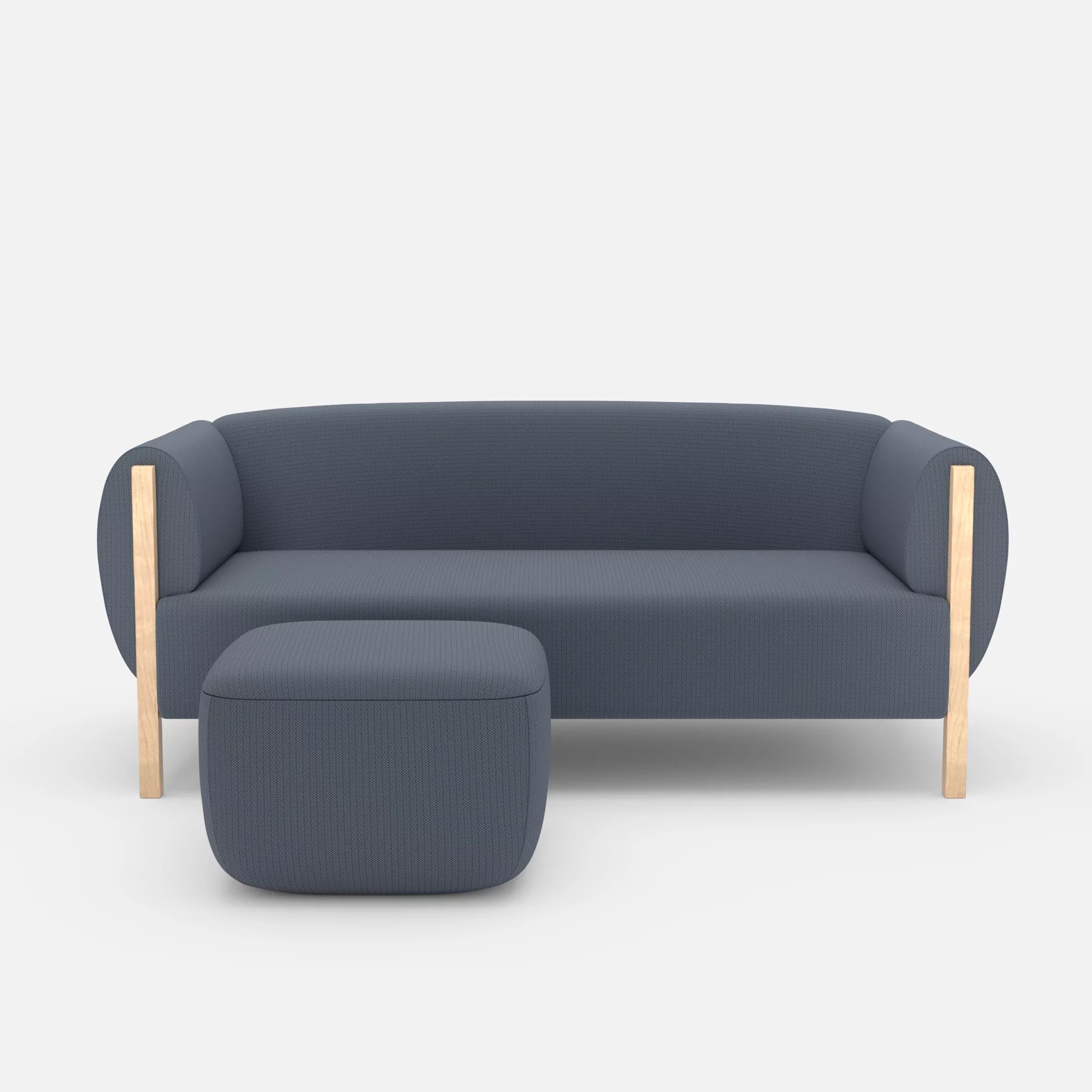 2 Sitzer Sofa Mallow mit Pouf credosea in Blau von vorne