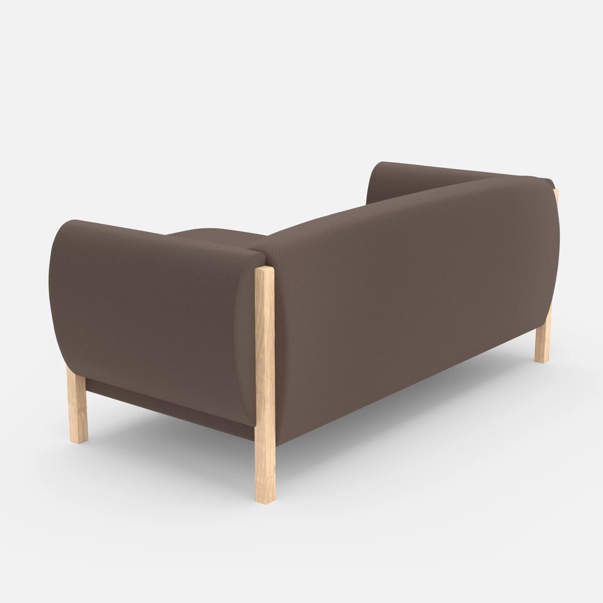 2 Sitzer Sofa Mallow mit Pouf credowalnut in Dunkelgrau von hinten