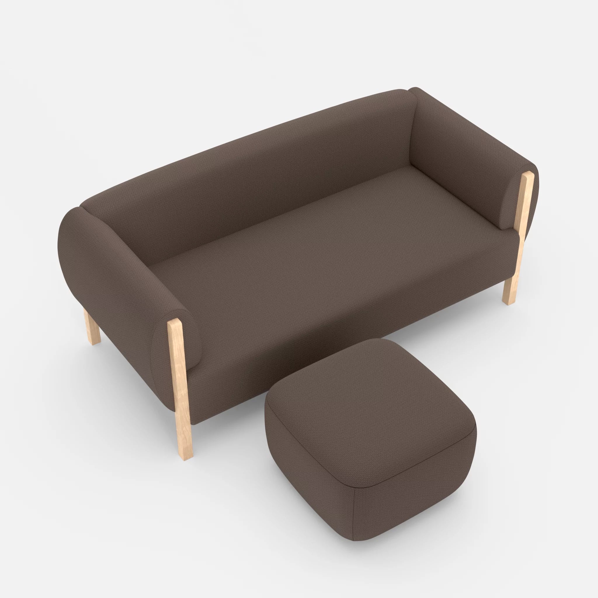 2 Sitzer Sofa Mallow mit Pouf credowalnut in Dunkelgrau von oben