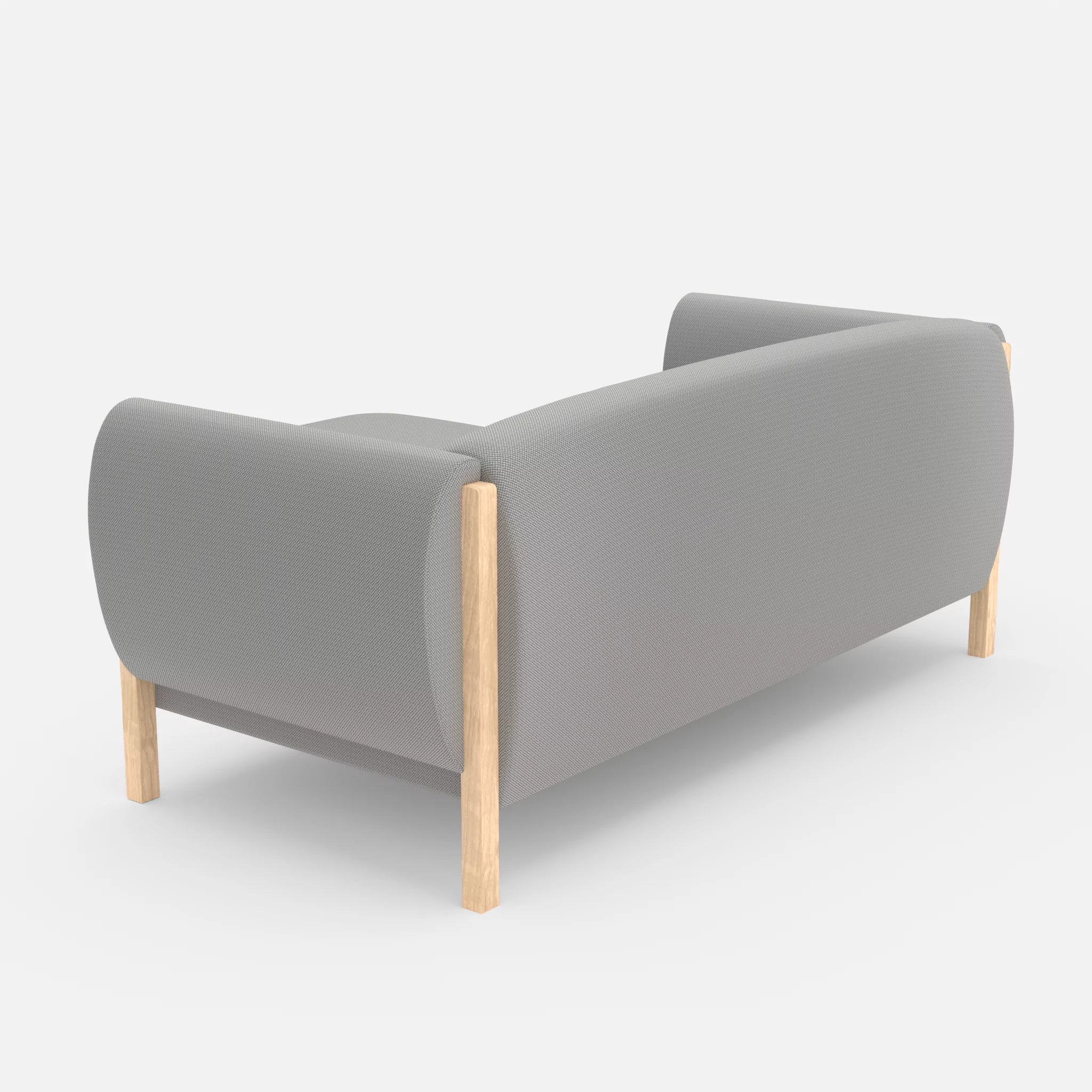 2 Sitzer Sofa Mallow mit Pouf credozinn in Mittelgrau von hinten