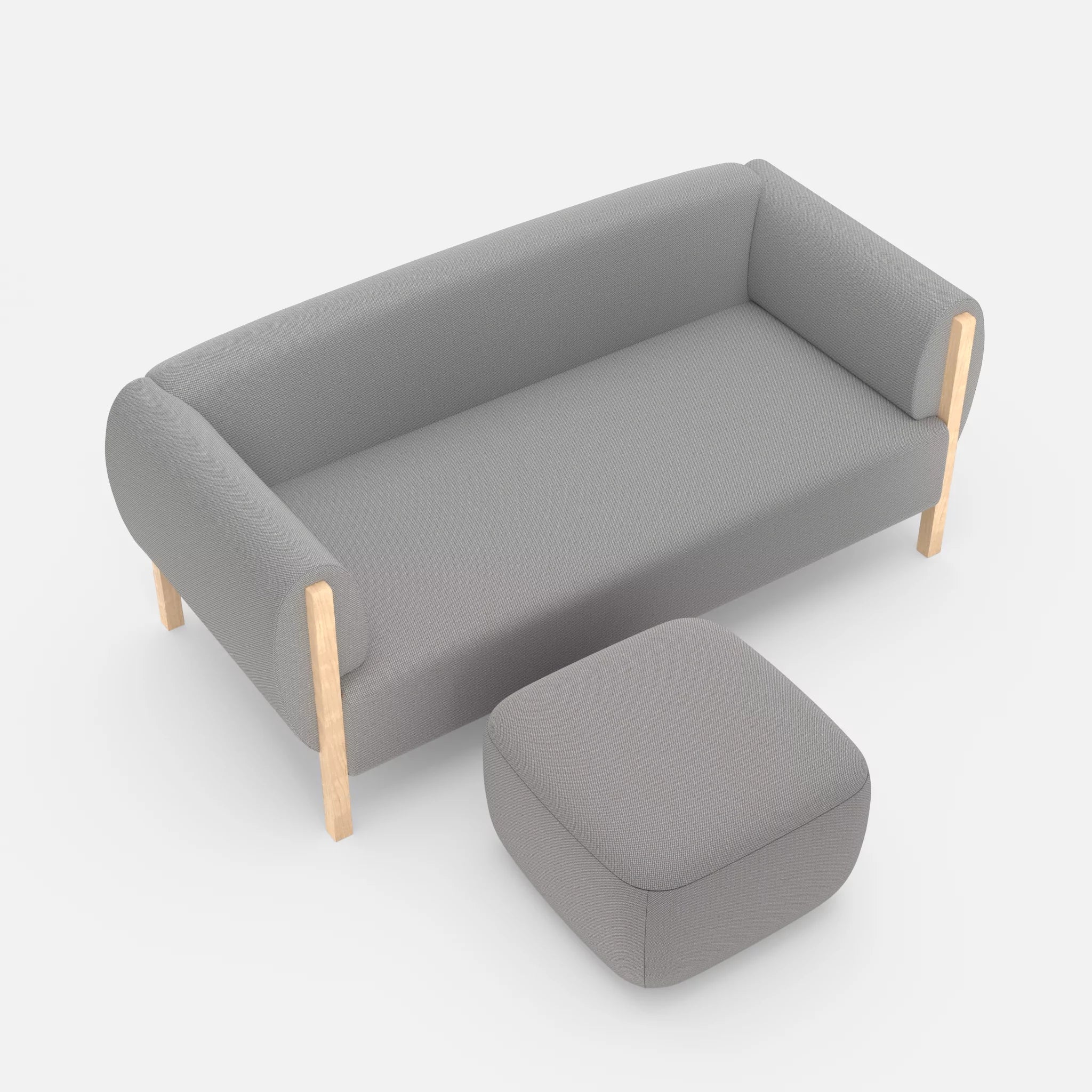 2 Sitzer Sofa Mallow mit Pouf credozinn in Mittelgrau von oben